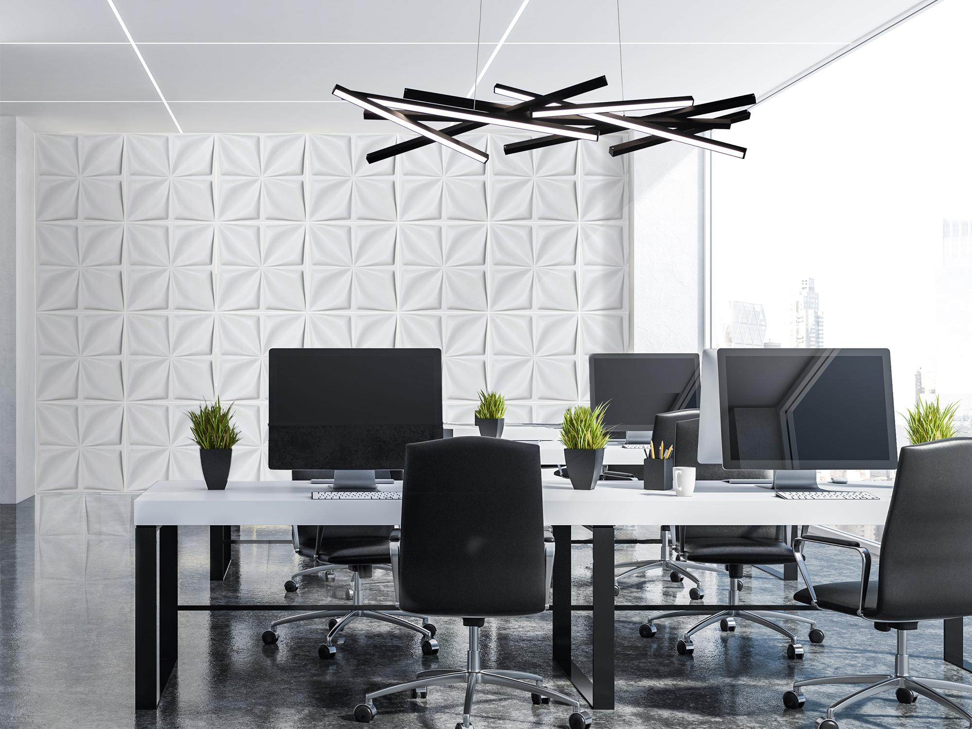 dweLED by WAC Lighting Parallax 8-Light Black LED Linear Island Pendant