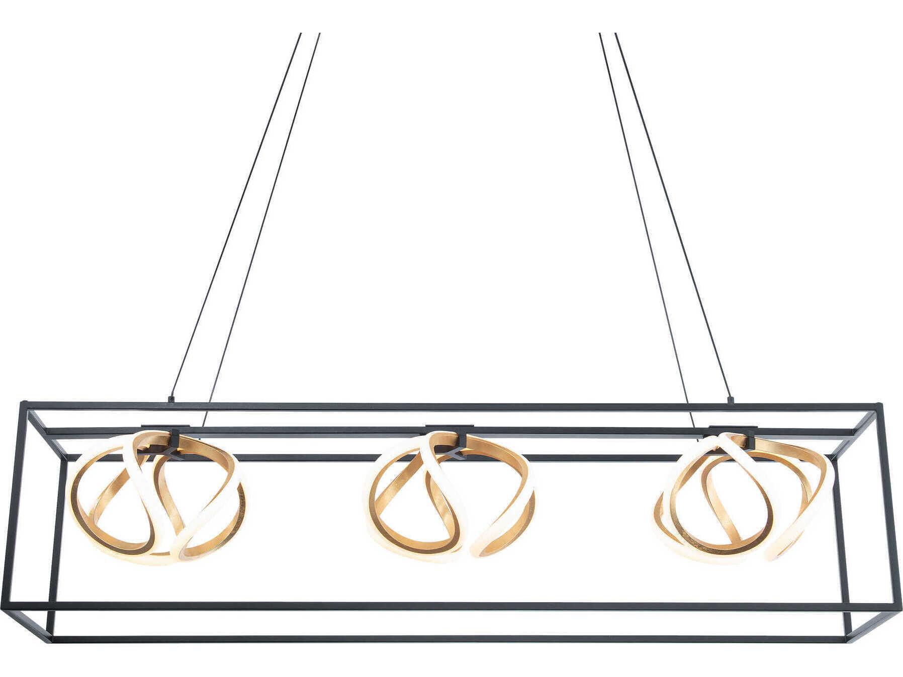 dweLED by WAC Lighting Sinclair 3-Light Black Gold Leaf LED Island Pendant