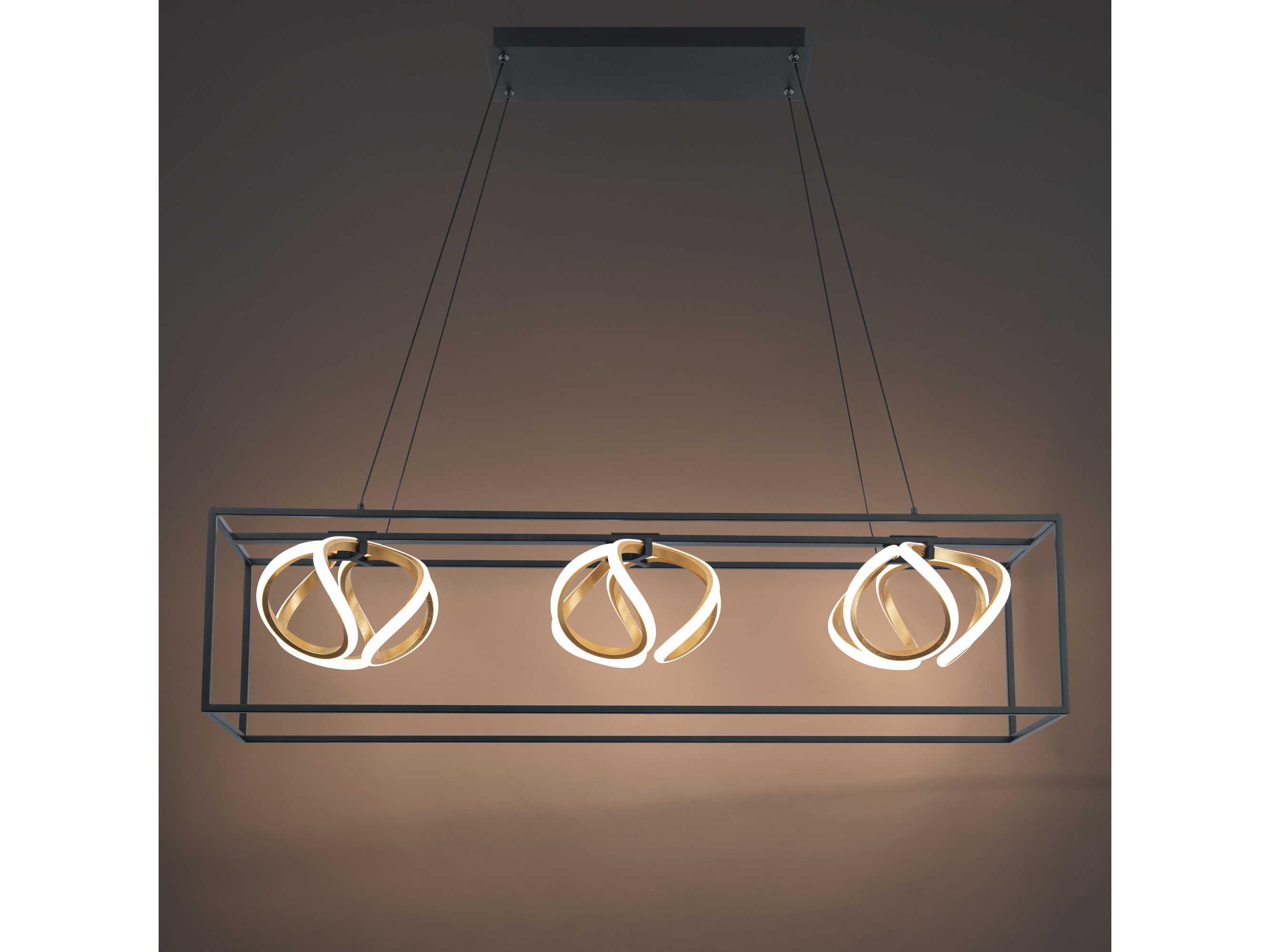 dweLED by WAC Lighting Sinclair 3-Light Black Gold Leaf LED Island Pendant