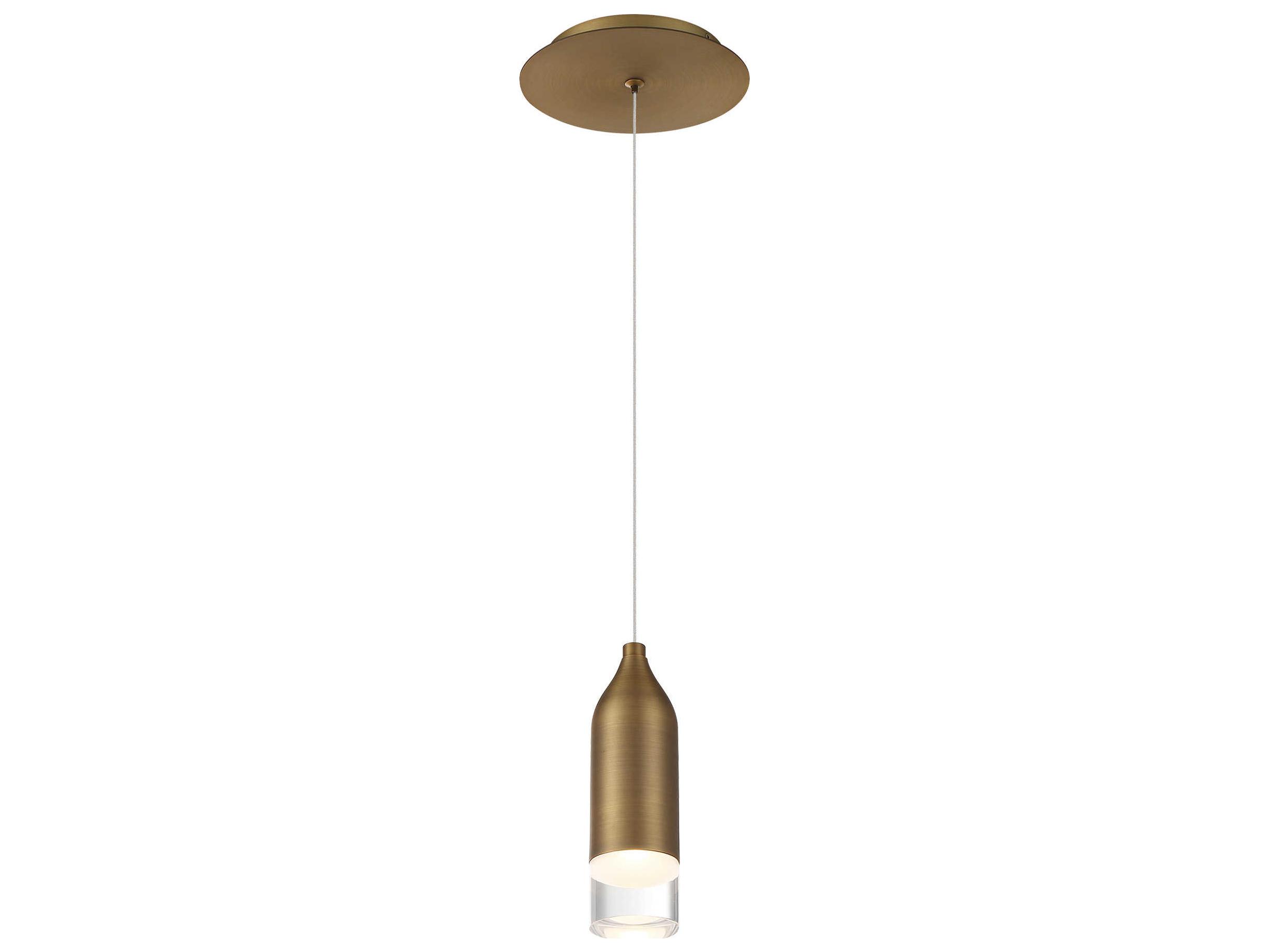 dweLED by WAC Lighting Action 1-Light Aged Brass LED Cylinder Linear Mini Pendant