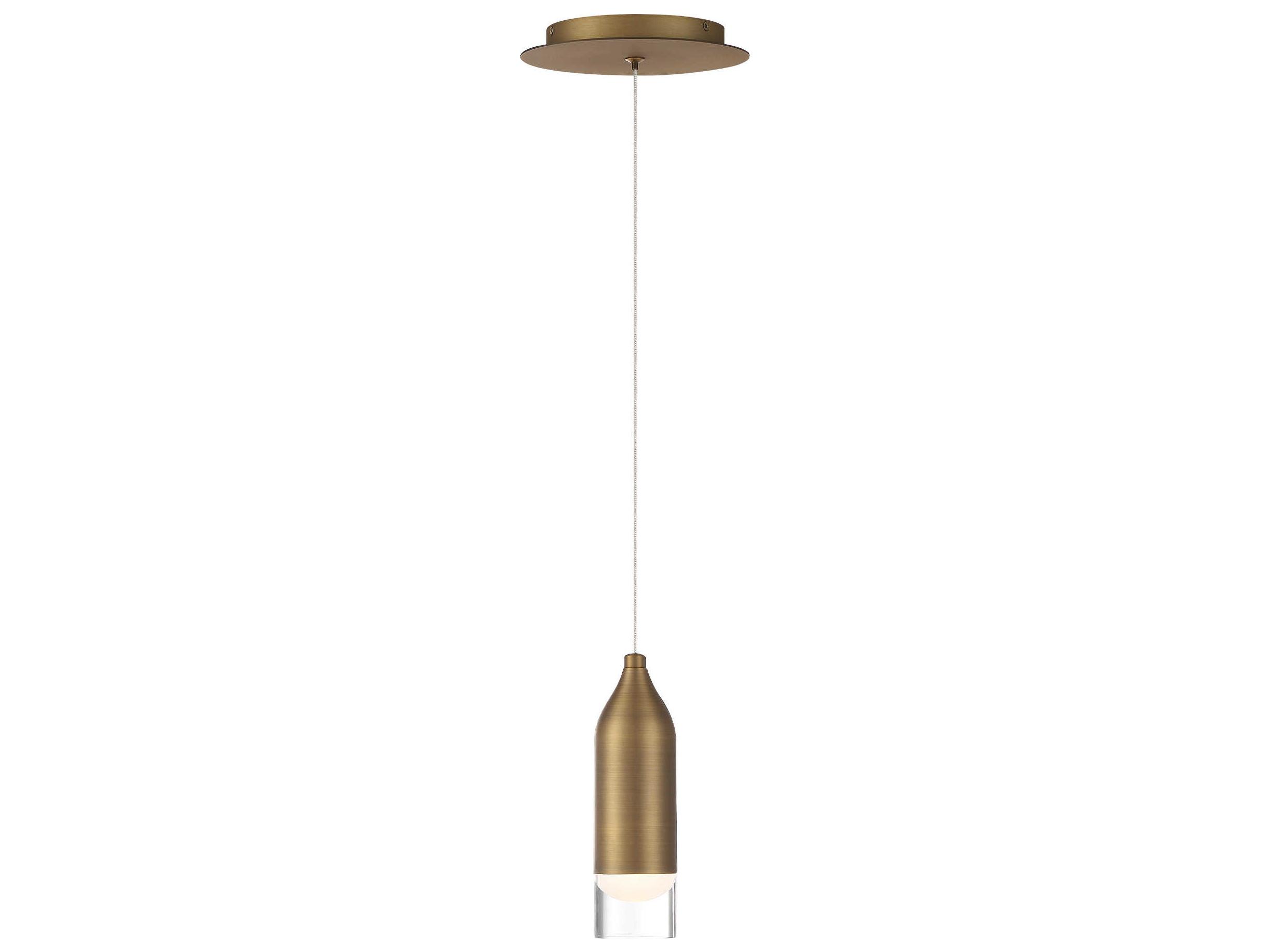dweLED by WAC Lighting Action 1-Light Aged Brass LED Cylinder Linear Mini Pendant