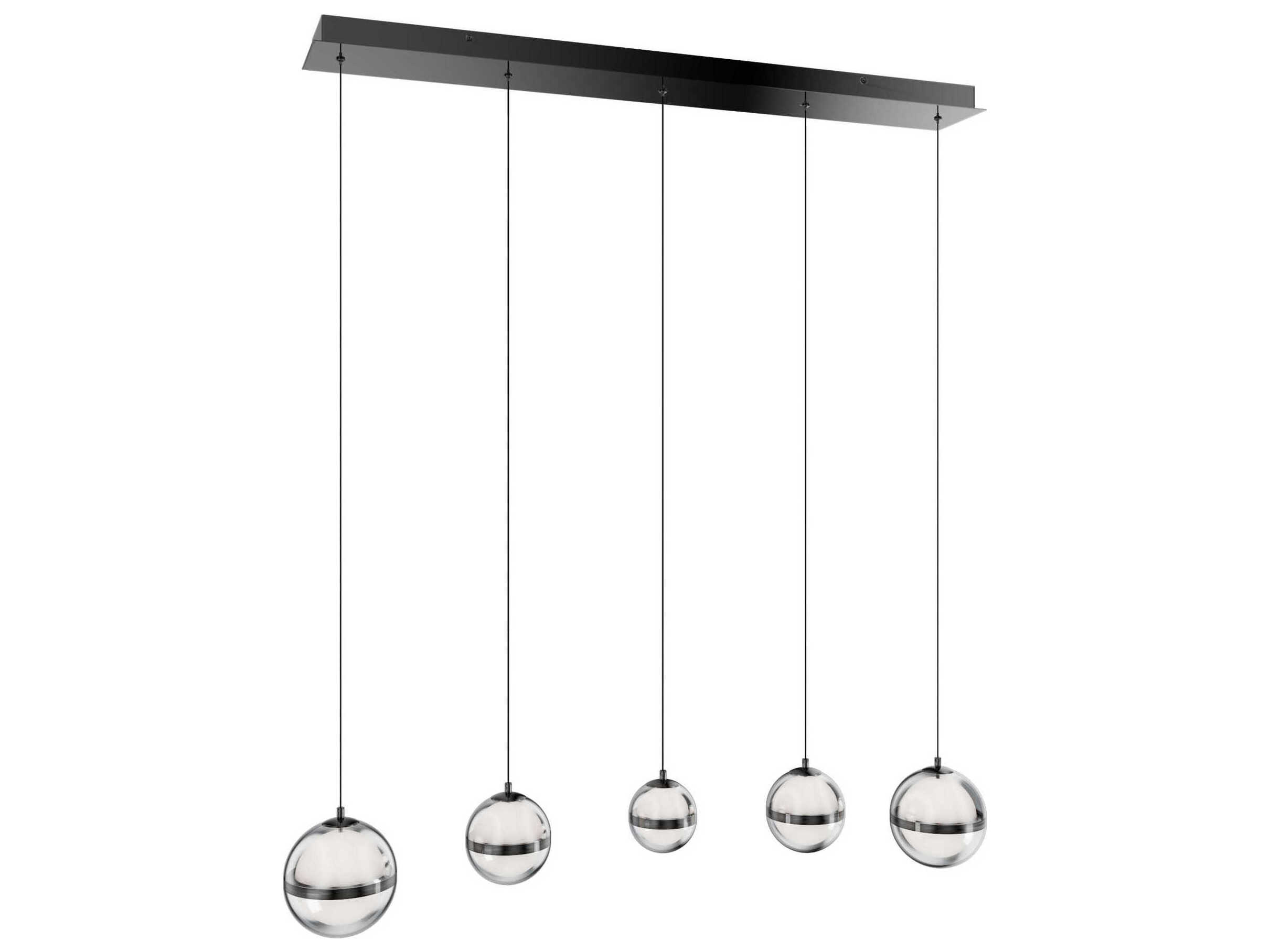 dweLED by WAC Lighting Cyllindra 5-Light Black Chrome Globe Island Pendant