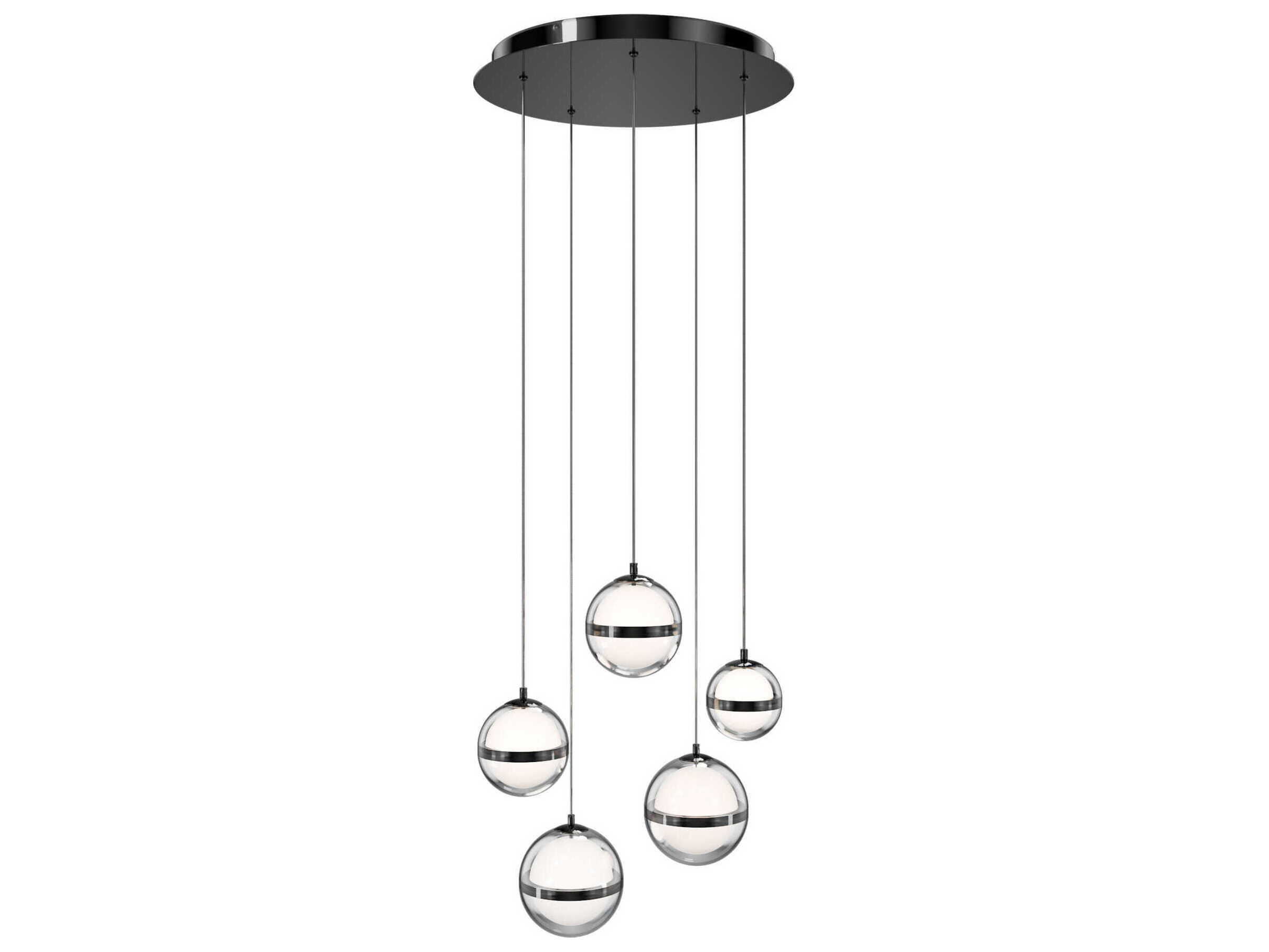 dweLED by WAC Lighting Cyllindra 5-Light Black Chrome Globe Mini Pendant
