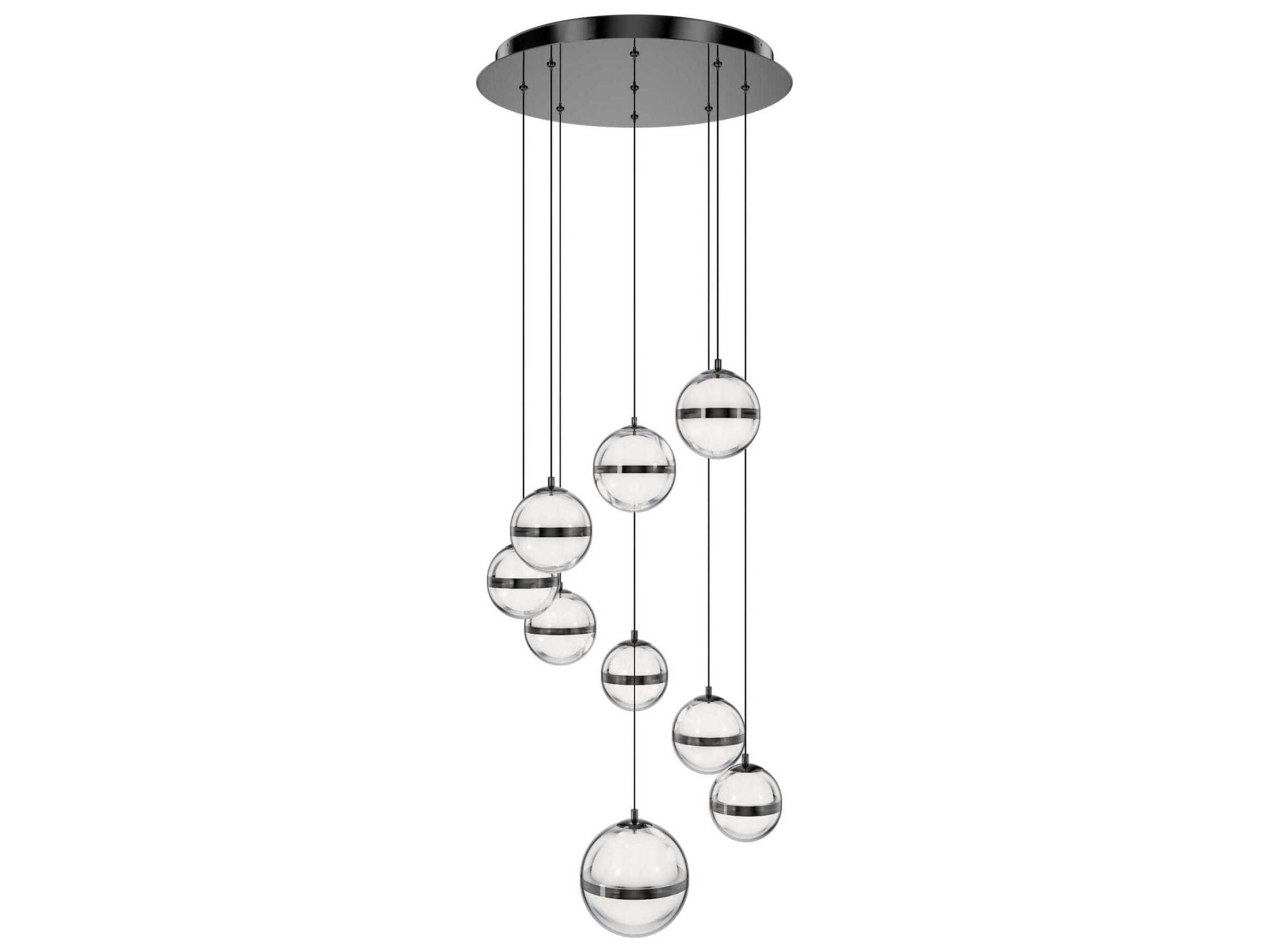dweLED by WAC Lighting Cyllindra 9-Light Black Chrome Globe Mini Pendant
