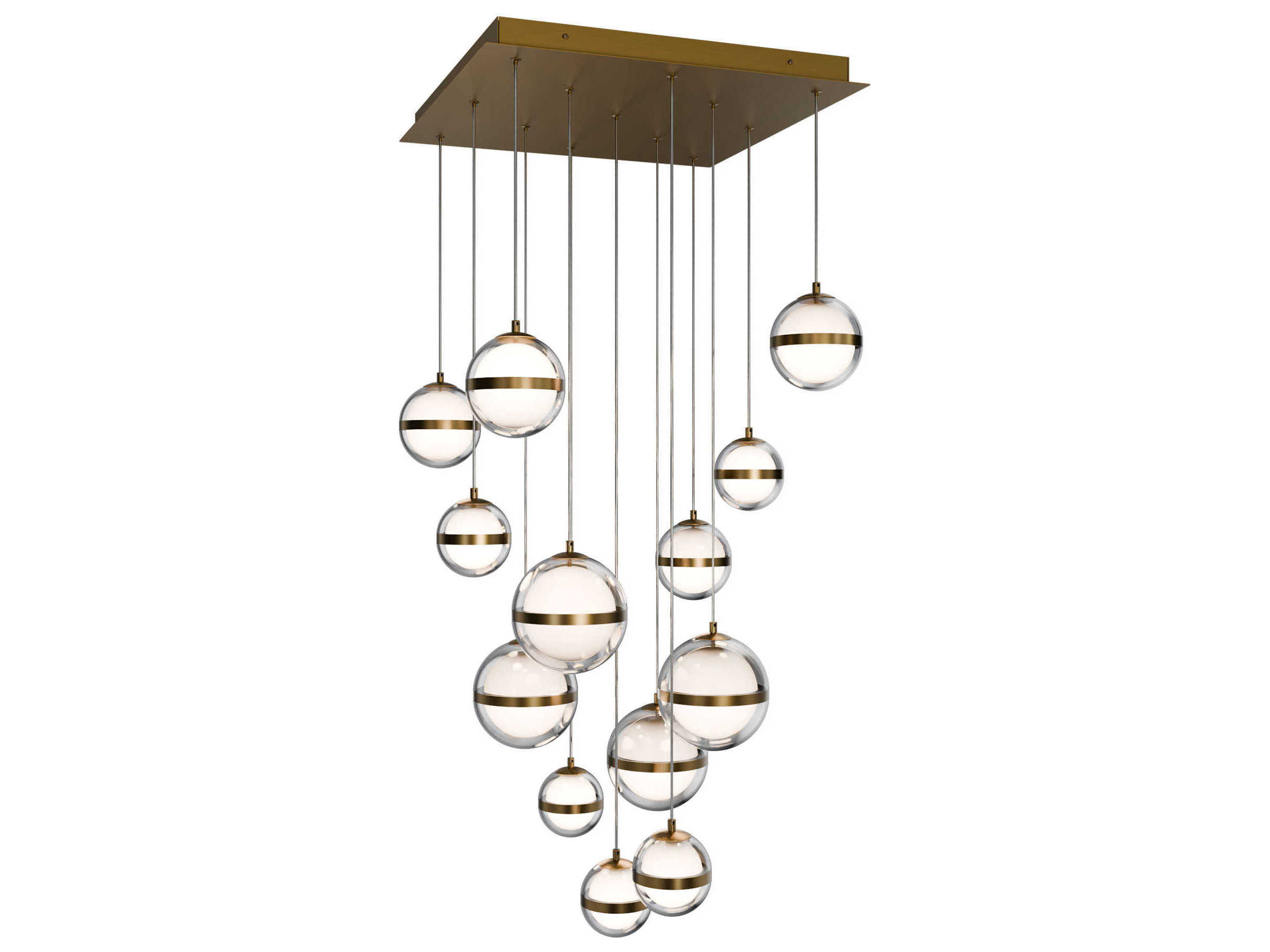 dweLED by WAC Lighting Cyllindra 13-Light Aged Brass Globe Pendant
