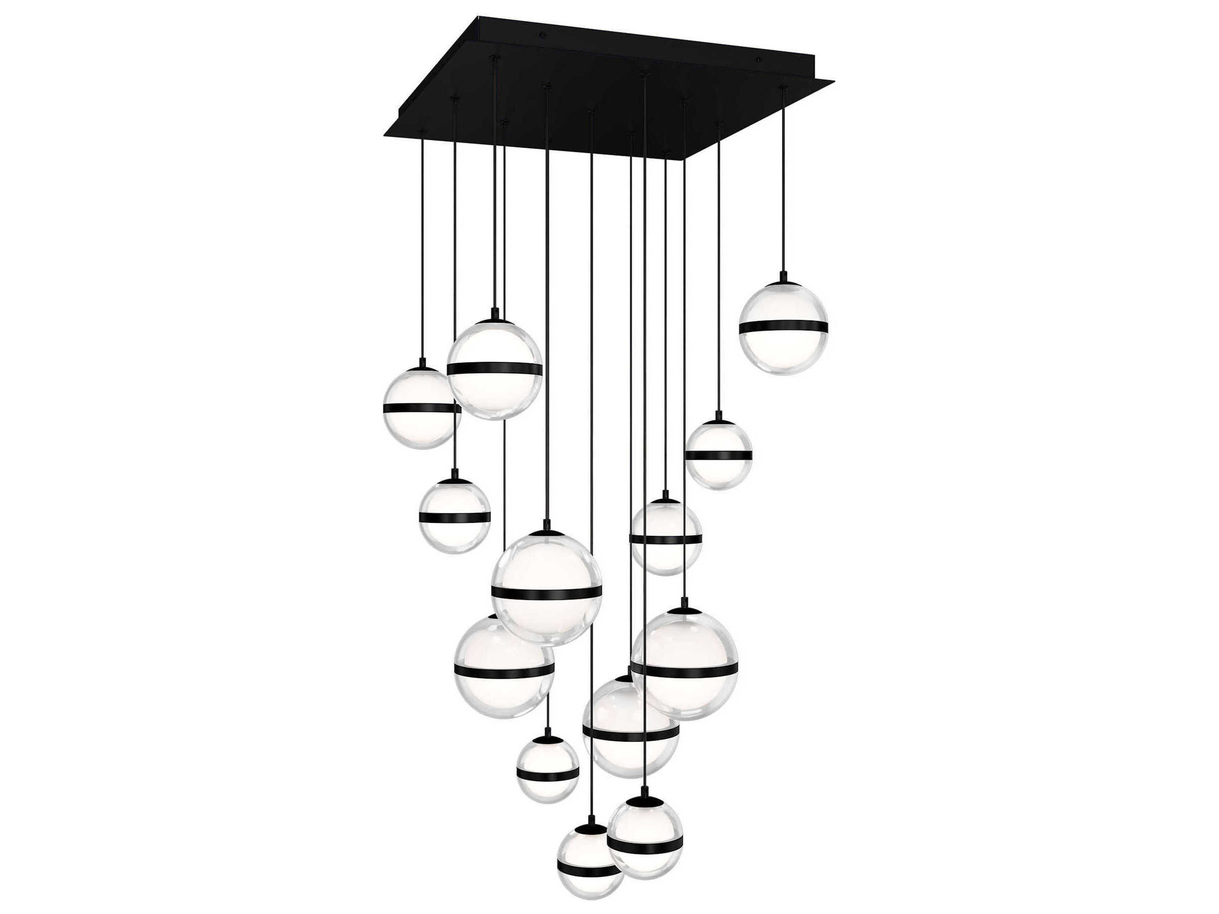 dweLED by WAC Lighting Cyllindra 13-Light Black Chrome Globe Pendant