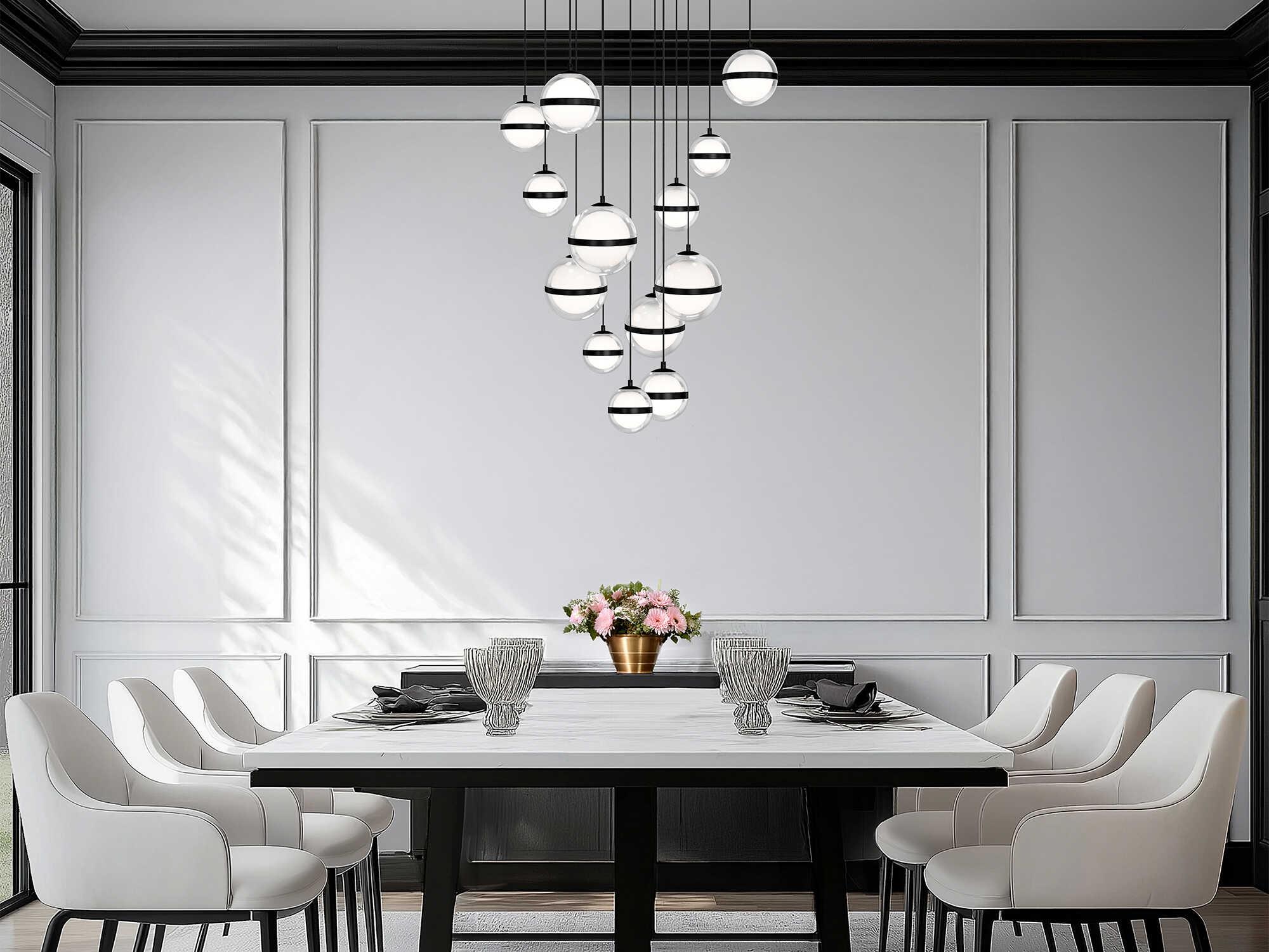 dweLED by WAC Lighting Cyllindra 13-Light Black Chrome Globe Pendant