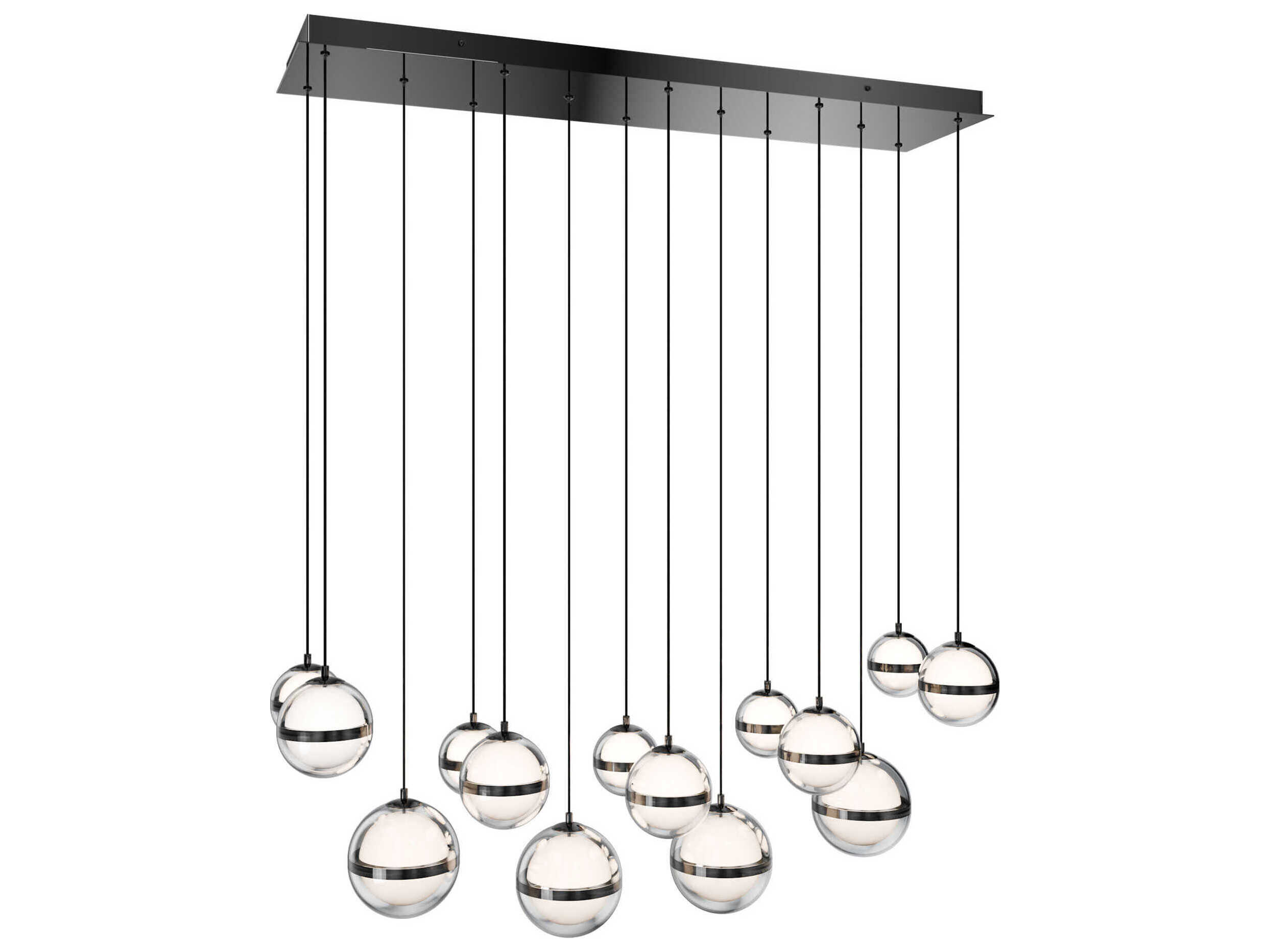 dweLED by WAC Lighting Cyllindra 14-Light Black Chrome Globe Island Pendant