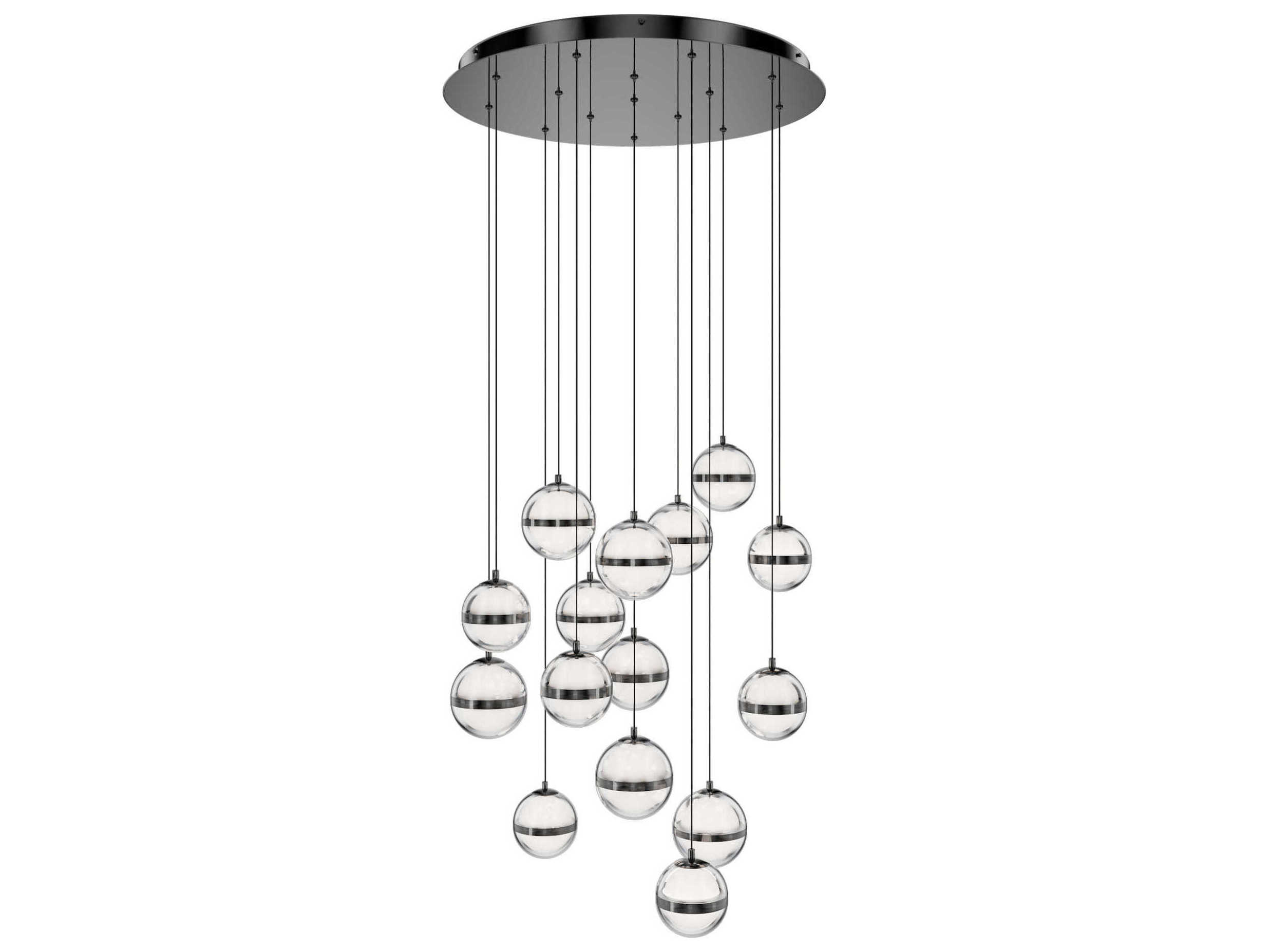 dweLED by WAC Lighting Cyllindra 15-Light Black Chrome Globe Mini Pendant
