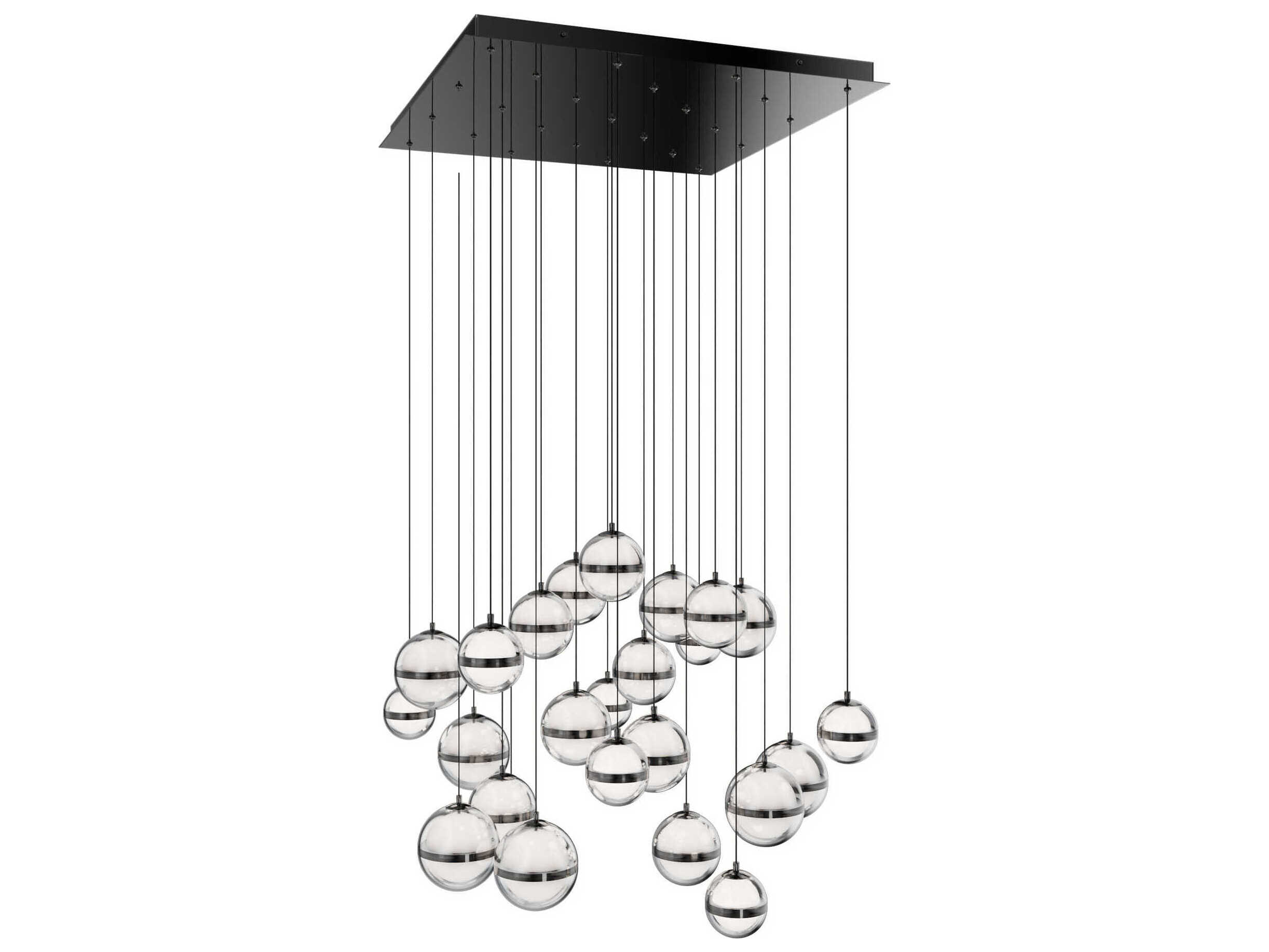 dweLED by WAC Lighting Cyllindra 25-Light Black Chrome Globe Island Pendant