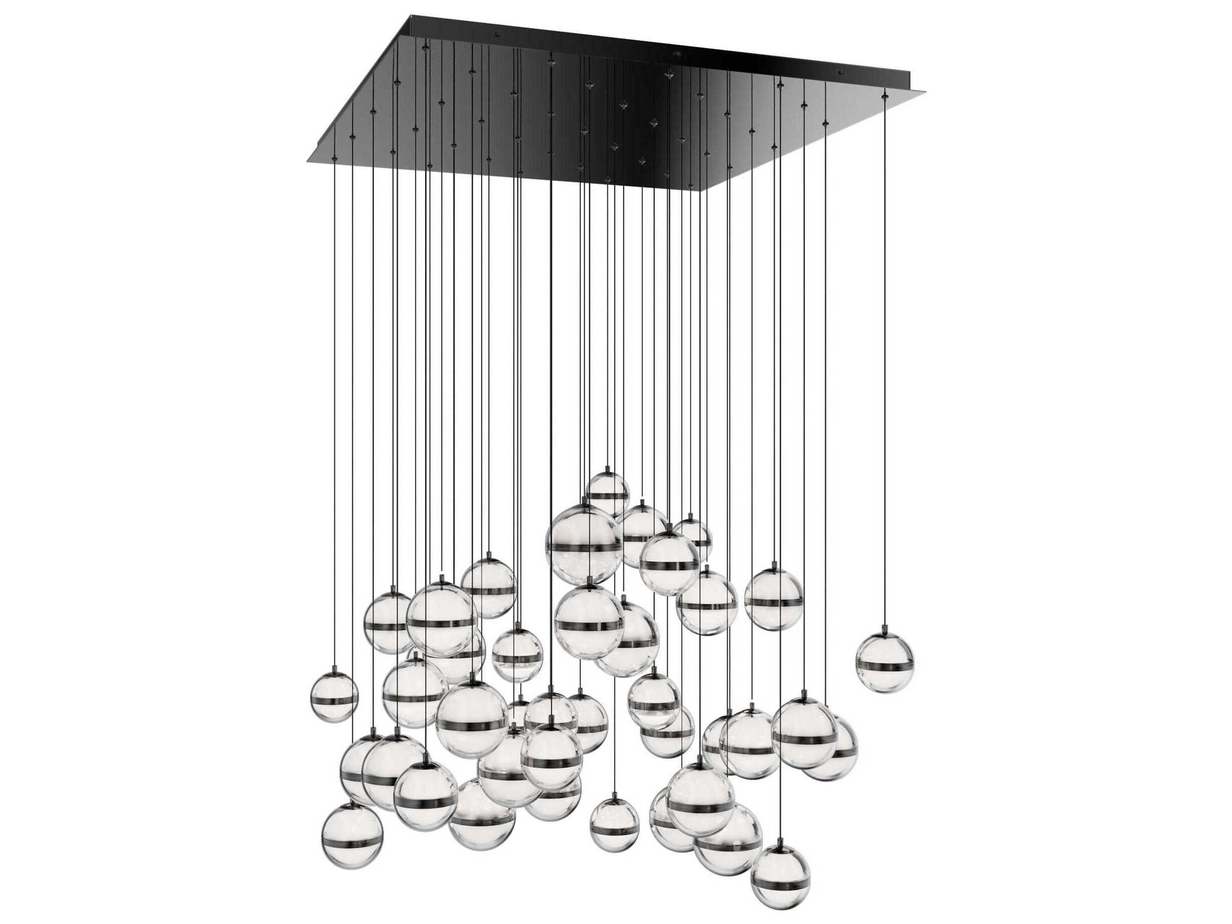 dweLED by WAC Lighting Cyllindra 41-Light Black Chrome Globe Island Pendant