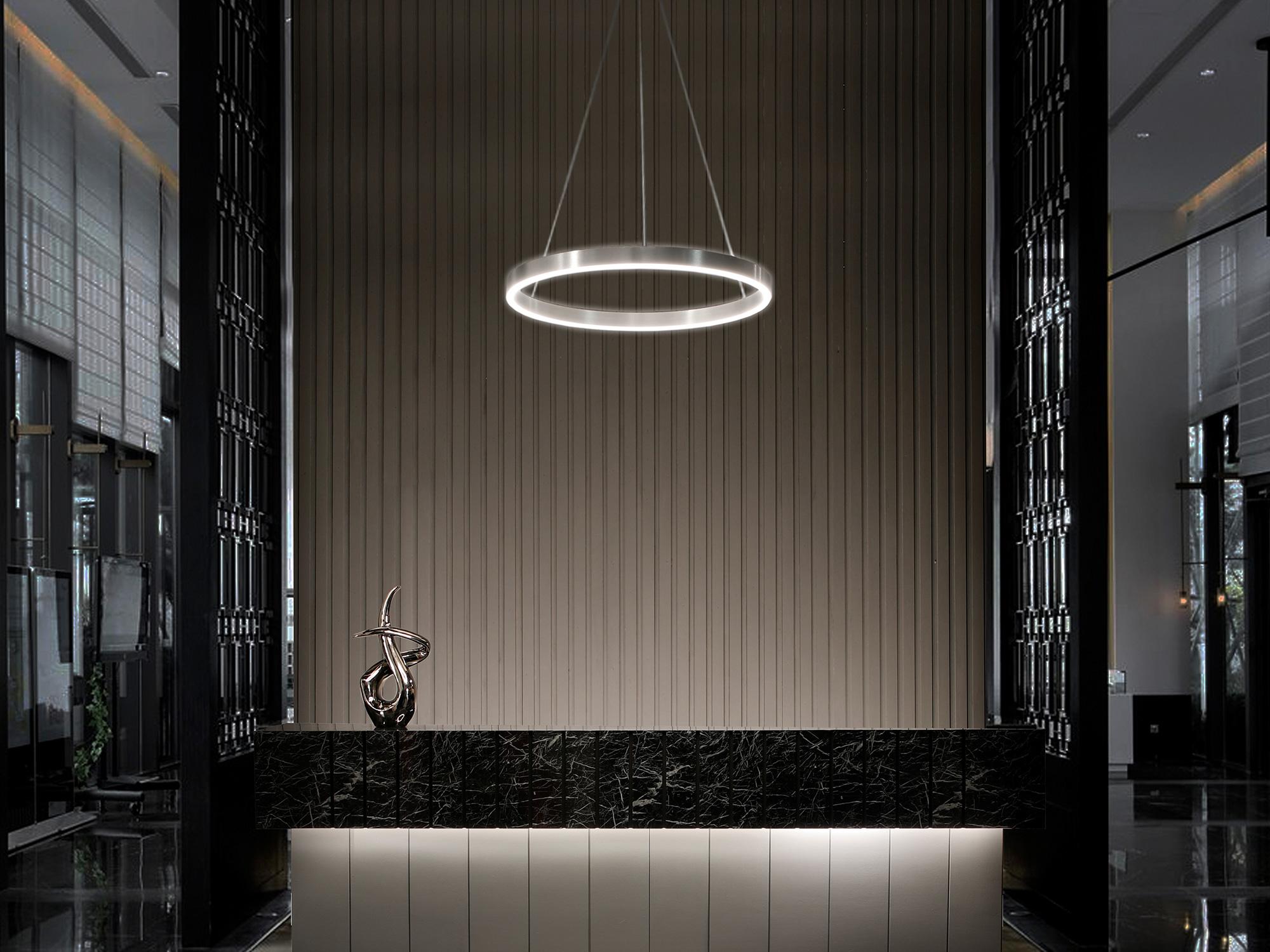 dweLED by WAC Lighting Sirius 1-Light Brushed Aluminum Silver LED Round Pendant