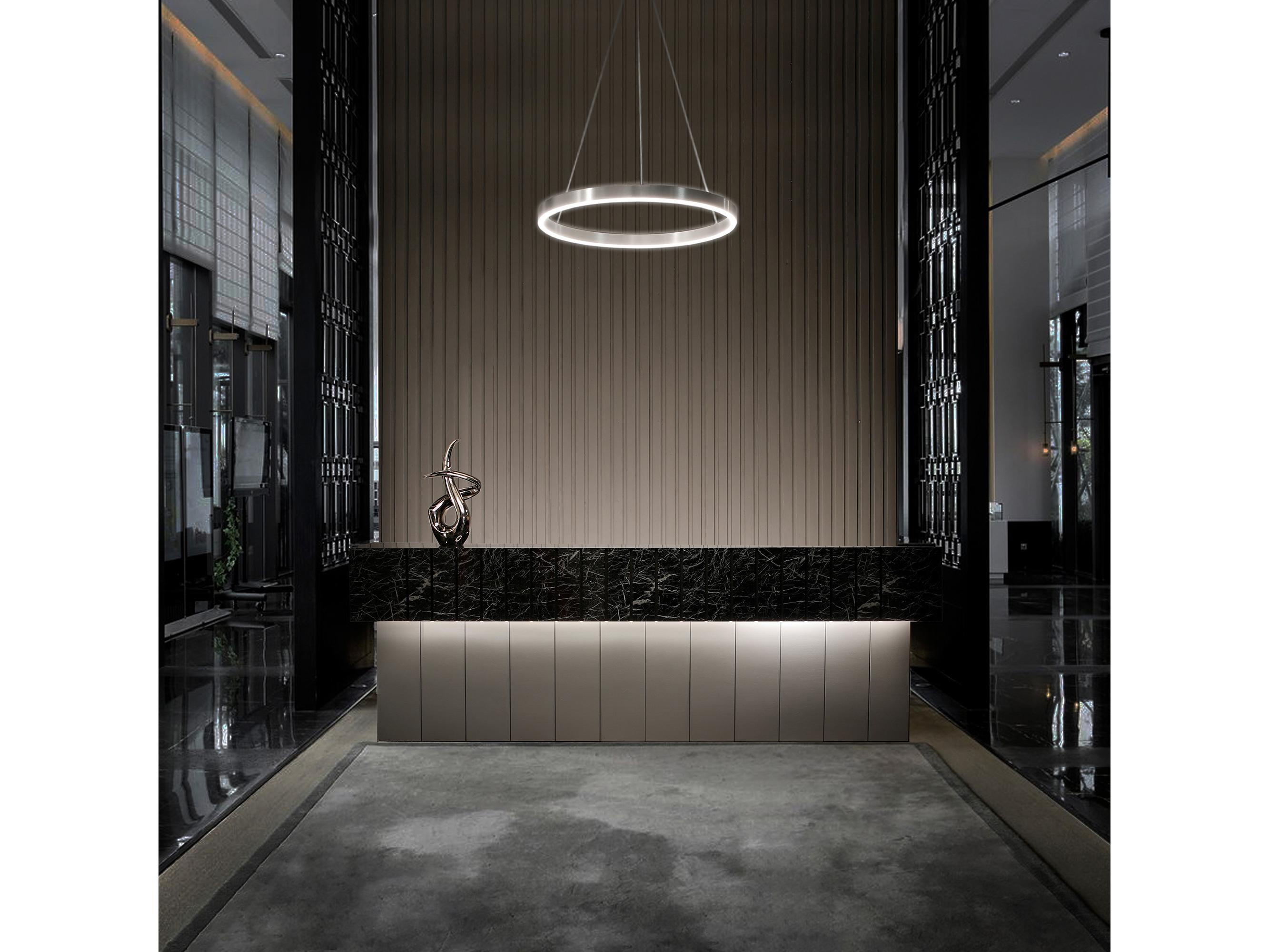 dweLED by WAC Lighting Sirius 1-Light Brushed Aluminum Silver LED Round Pendant