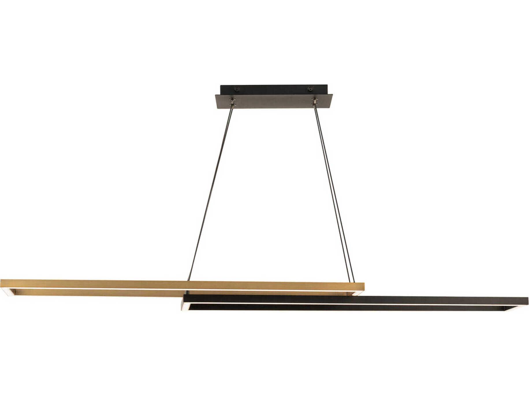dweLED by WAC Lighting Double Entendre 2-Light Black Aged Brass Linear Island Pendant