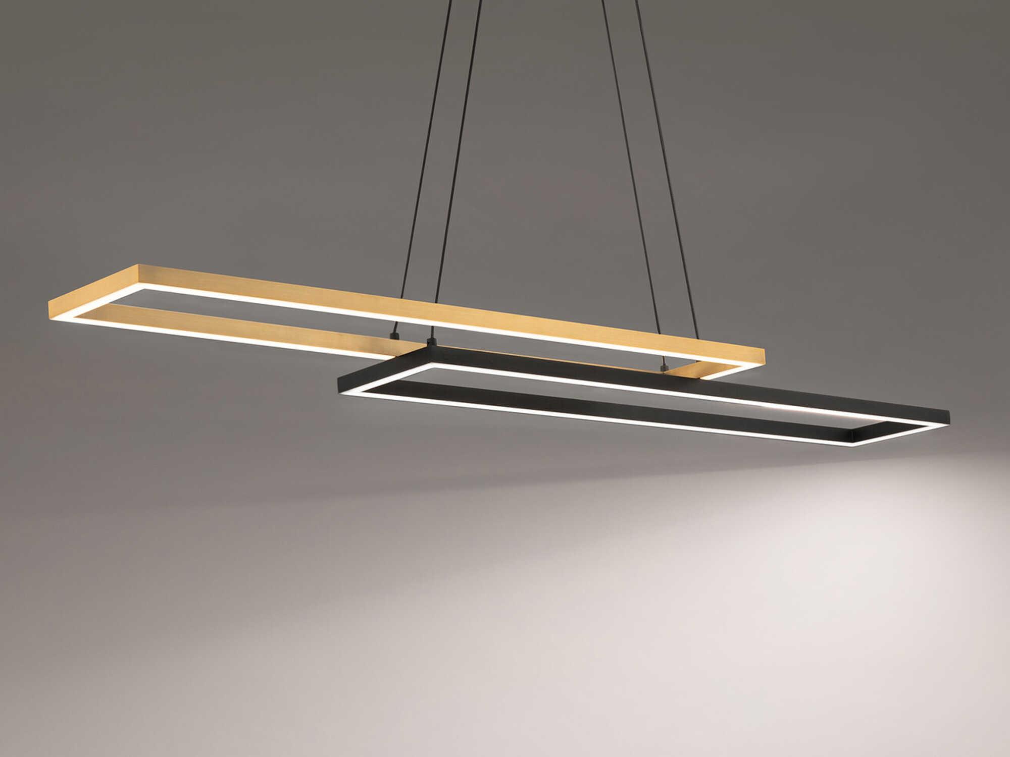 dweLED by WAC Lighting Double Entendre 2-Light Black Aged Brass Linear Island Pendant