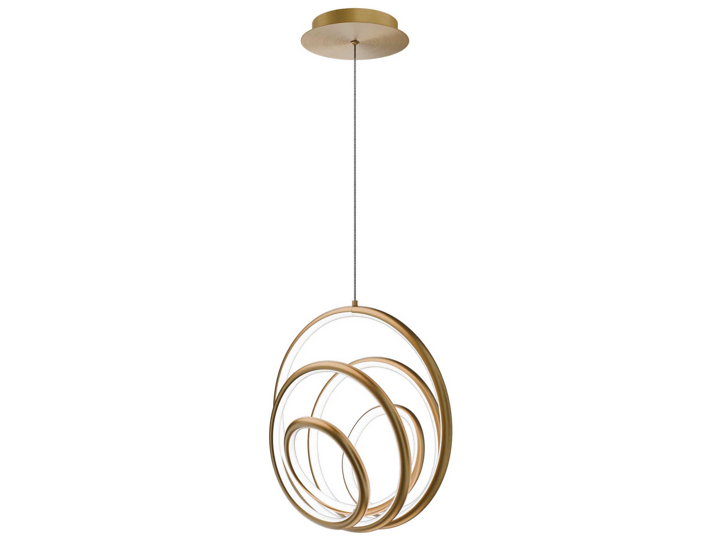 dweLED by WAC Lighting Hoopla 1-Light Aged Brass Pendant