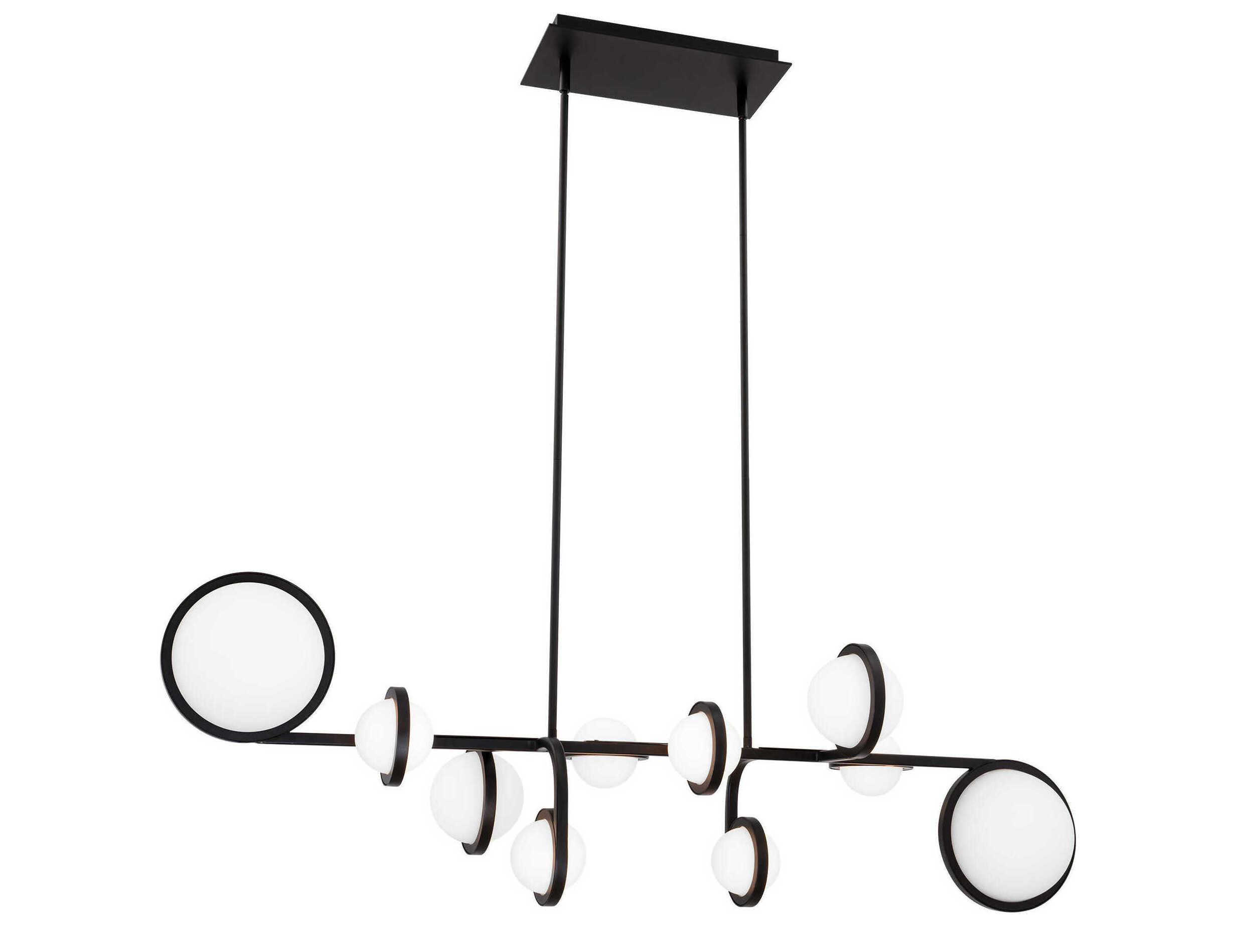 dweLED by WAC Lighting Satalite 10-Light Black Globe Linear Island Pendant