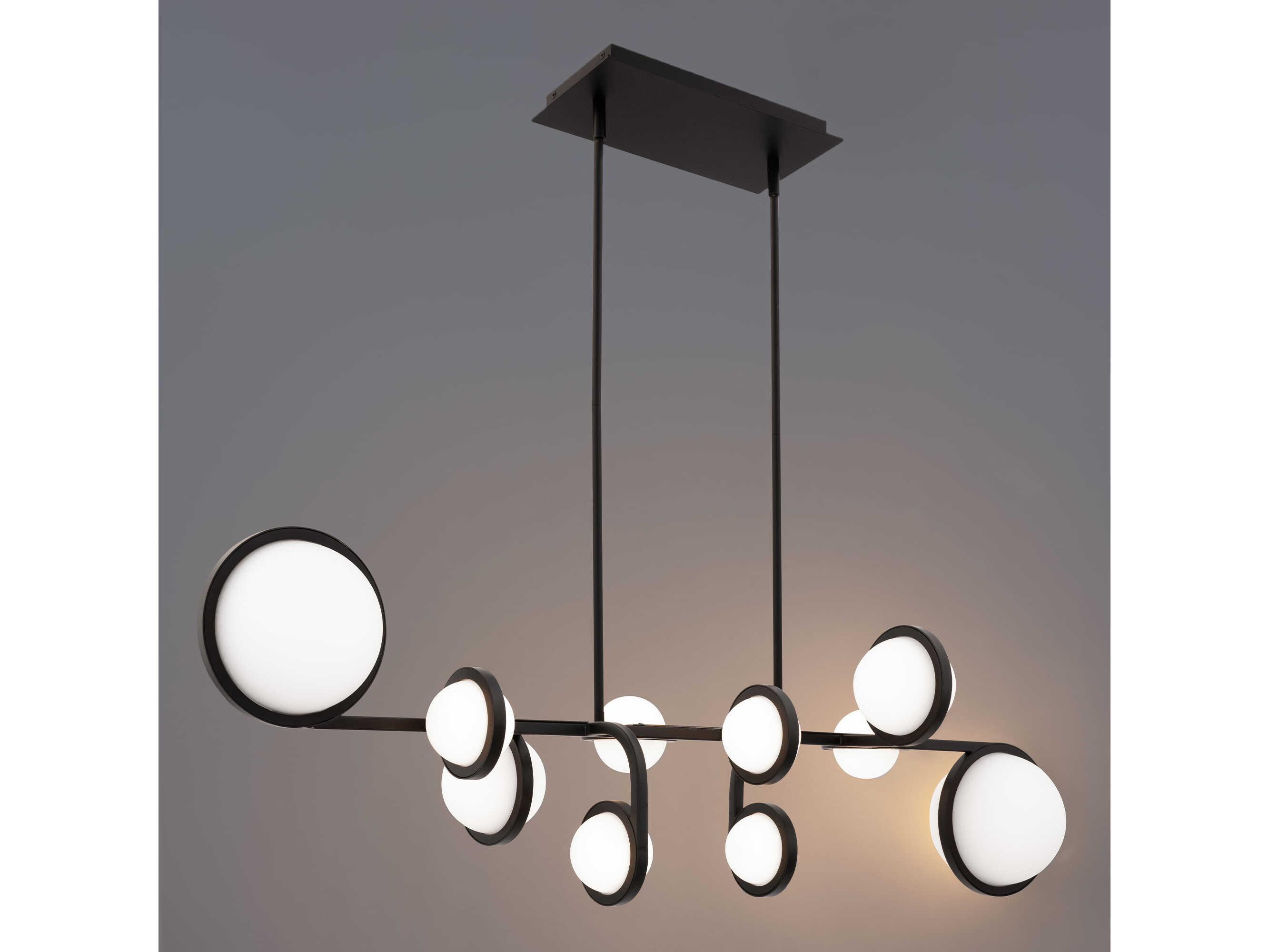 dweLED by WAC Lighting Satalite 10-Light Black Globe Linear Island Pendant