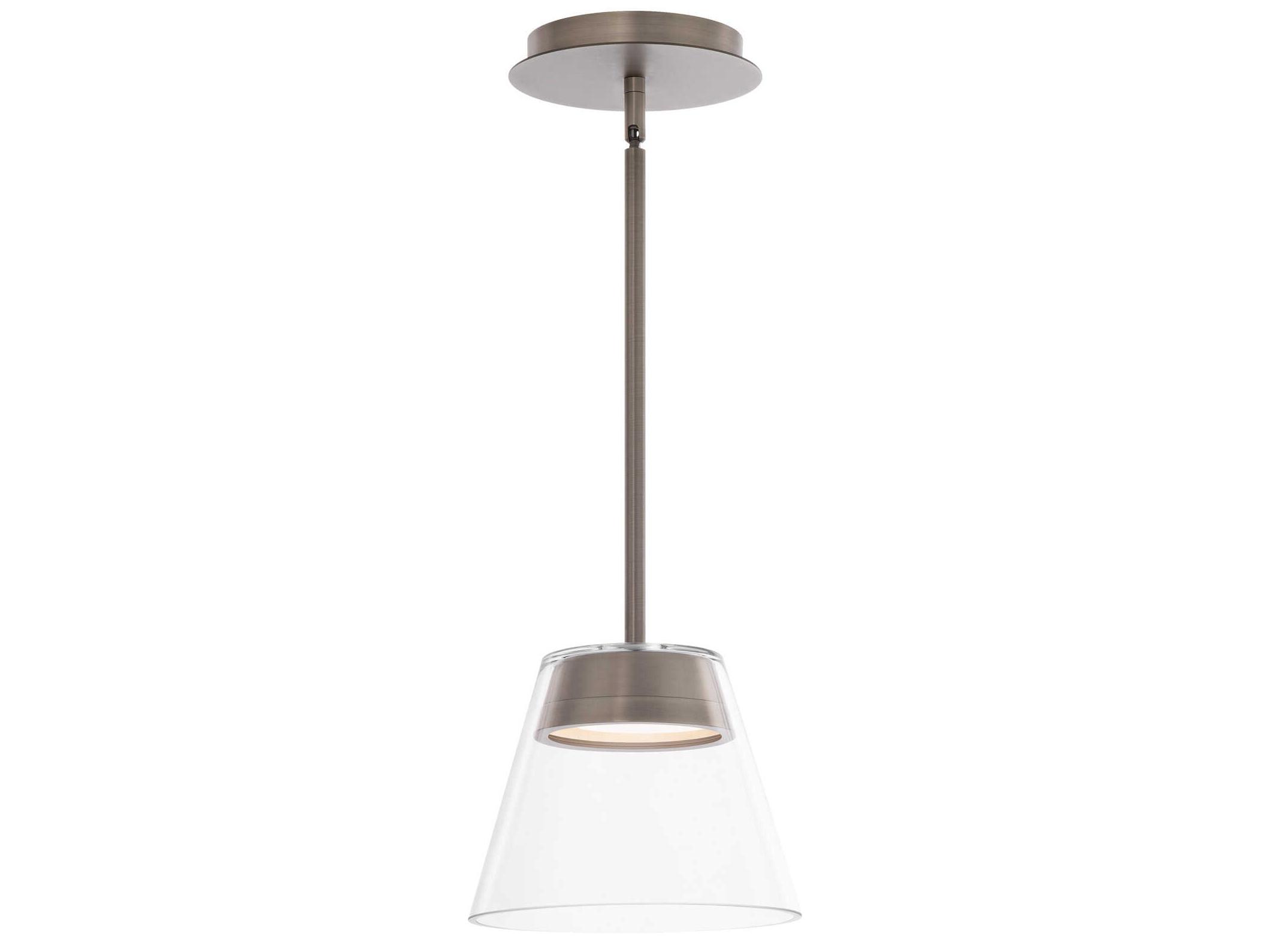 dweLED by WAC Lighting Chandra 1-Light Brushed Nickel Glass LED Empire Mini Pendant