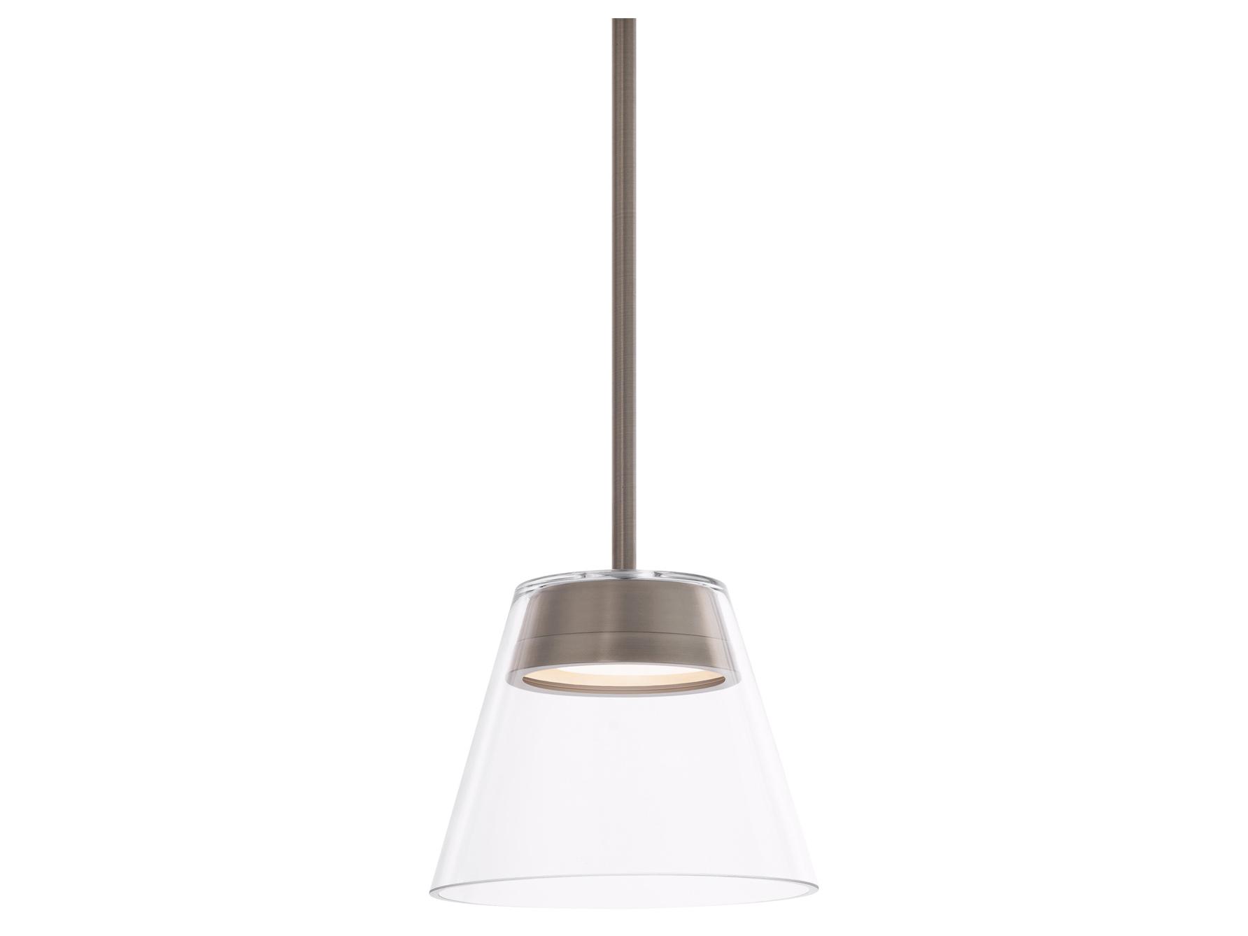 dweLED by WAC Lighting Chandra 1-Light Brushed Nickel Glass LED Empire Mini Pendant