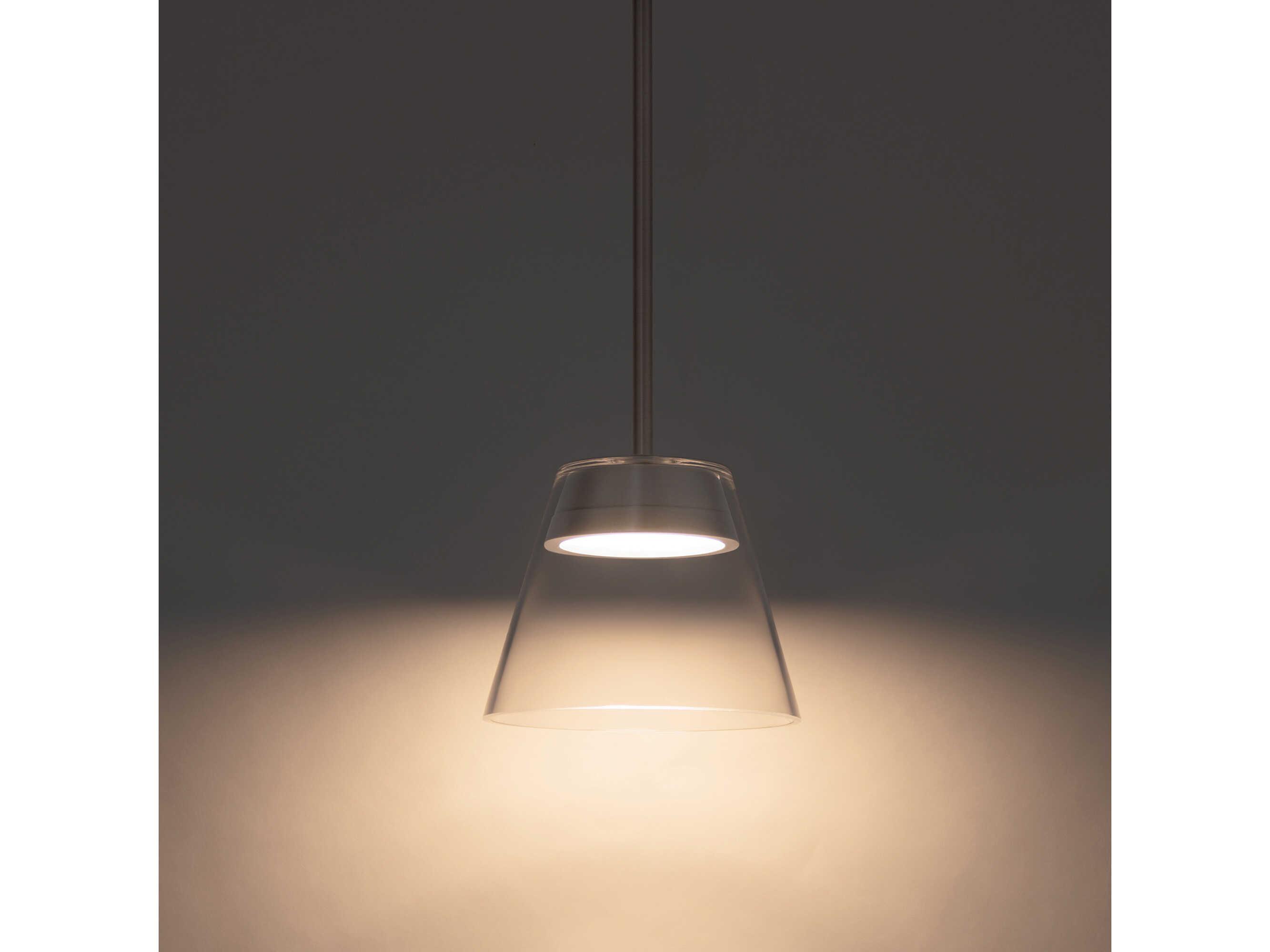 dweLED by WAC Lighting Chandra 1-Light Brushed Nickel Glass LED Empire Mini Pendant