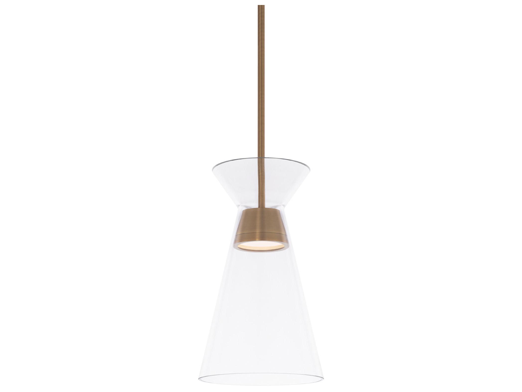 dweLED by WAC Lighting Chandra 1-Light Aged Brass Glass LED Empire Mini Pendant