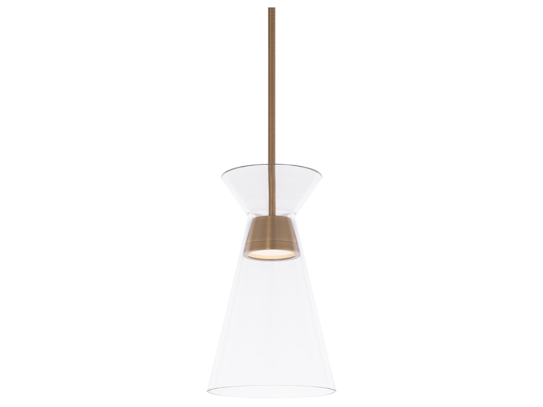 dweLED by WAC Lighting Chandra 1-Light Aged Brass Glass LED Empire Mini Pendant