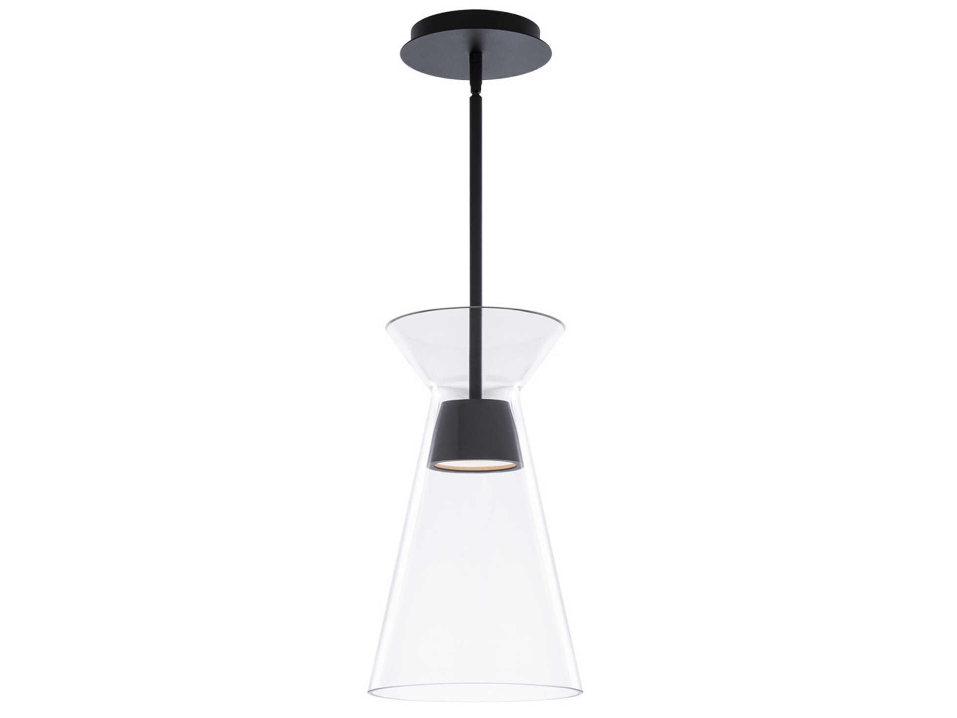 dweLED by WAC Lighting Chandra 1-Light Black Glass LED Empire Mini Pendant