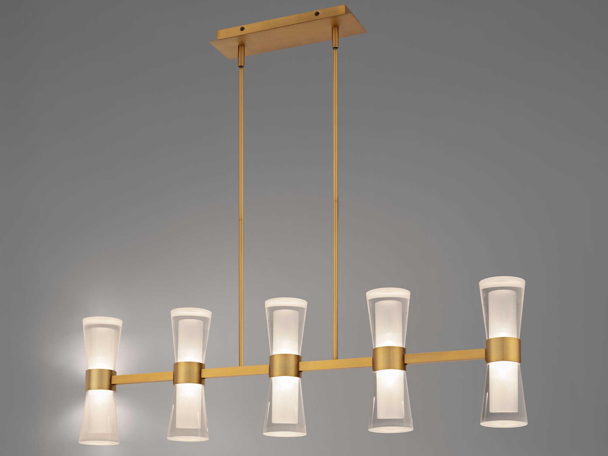 dweLED by WAC Lighting Hourglass 5-Light Aged Brass Linear Island Pendant