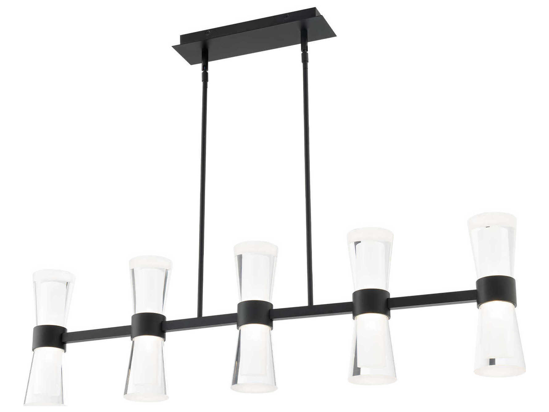 dweLED by WAC Lighting Hourglass 5-Light Black Linear Island Pendant