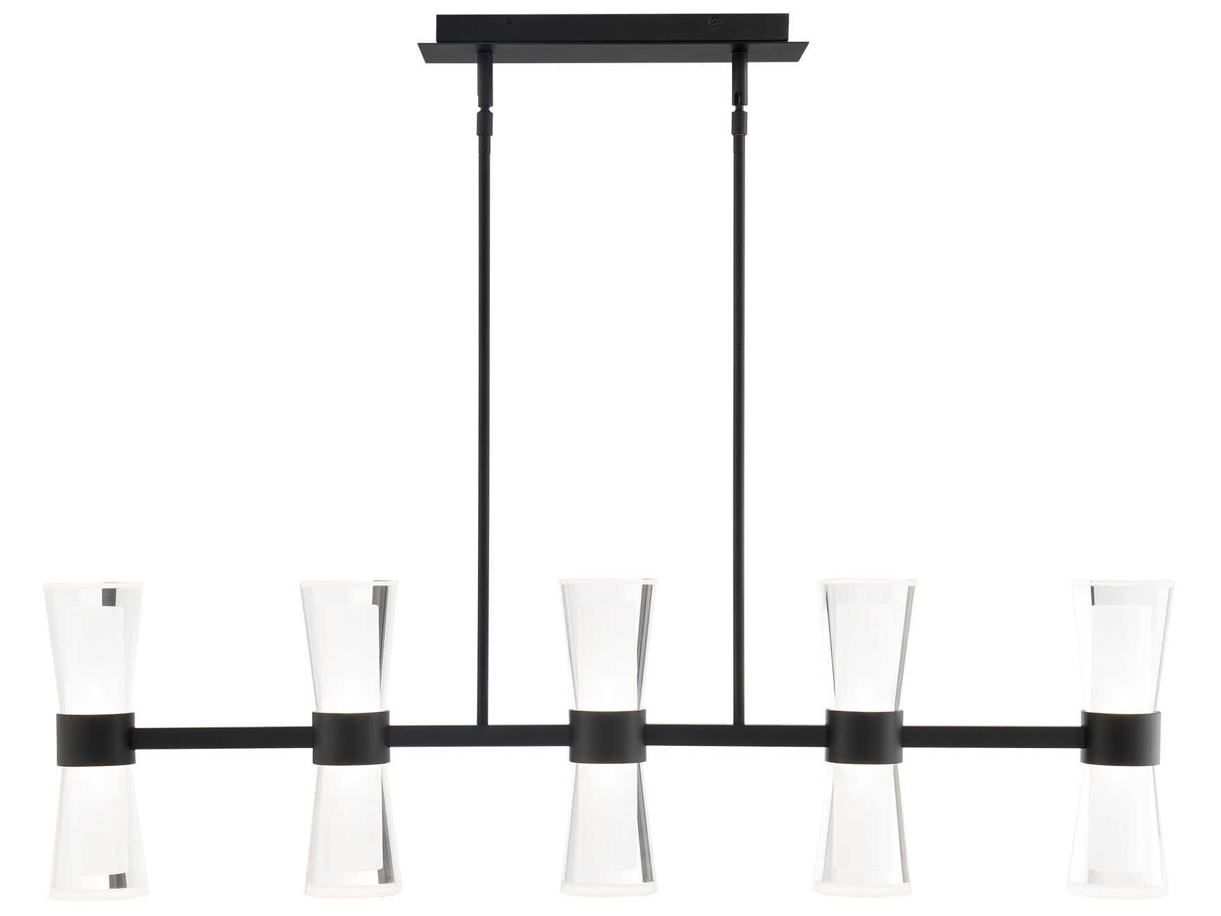 dweLED by WAC Lighting Hourglass 5-Light Black Linear Island Pendant