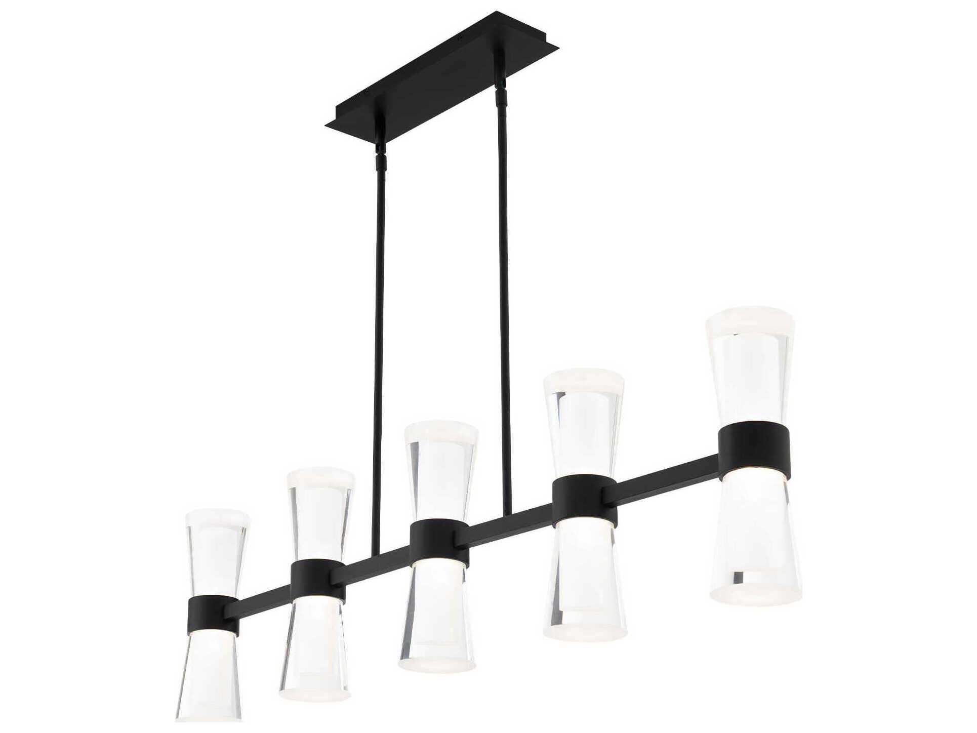 dweLED by WAC Lighting Hourglass 5-Light Black Linear Island Pendant