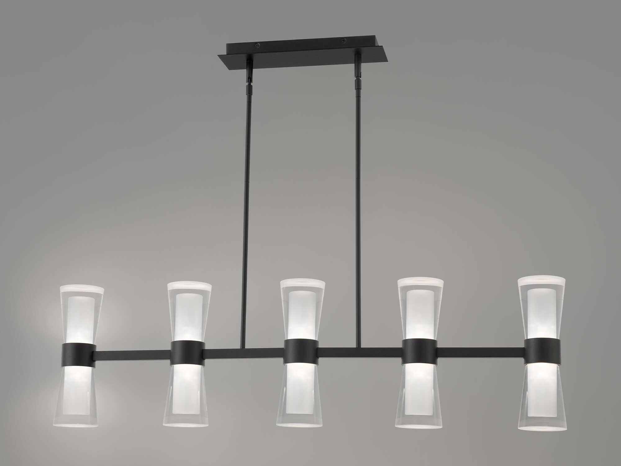 dweLED by WAC Lighting Hourglass 5-Light Black Linear Island Pendant