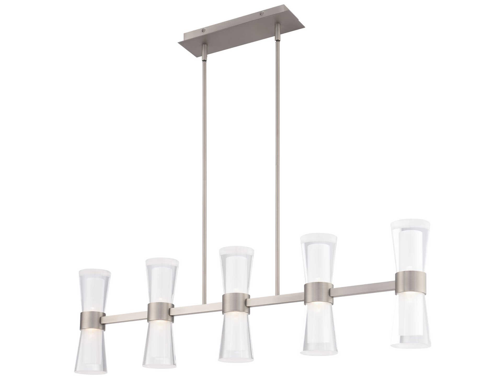 dweLED by WAC Lighting Hourglass 5-Light Brushed Nickel Linear Island Pendant