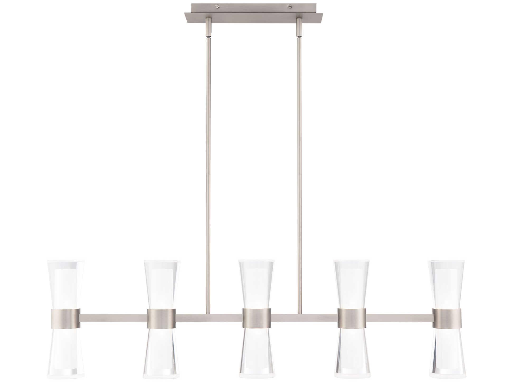 dweLED by WAC Lighting Hourglass 5-Light Brushed Nickel Linear Island Pendant