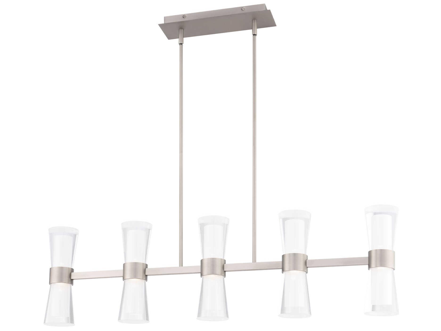 dweLED by WAC Lighting Hourglass 5-Light Brushed Nickel Linear Island Pendant