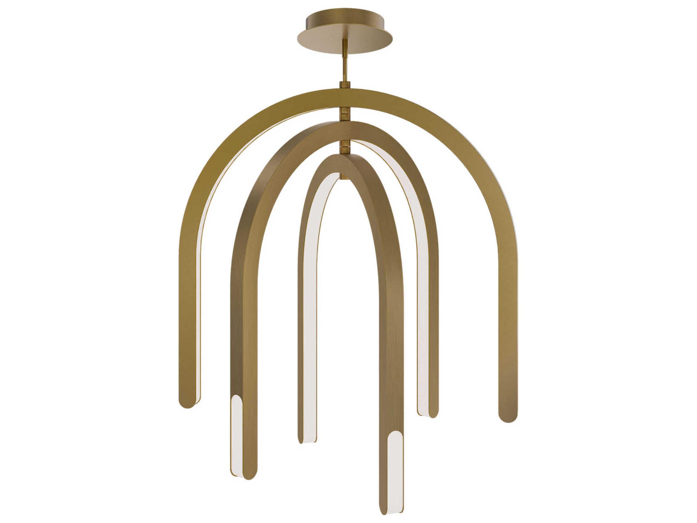 dweLED by WAC Lighting Helmet 3-Light Aged Brass Linear Tiered Pendant