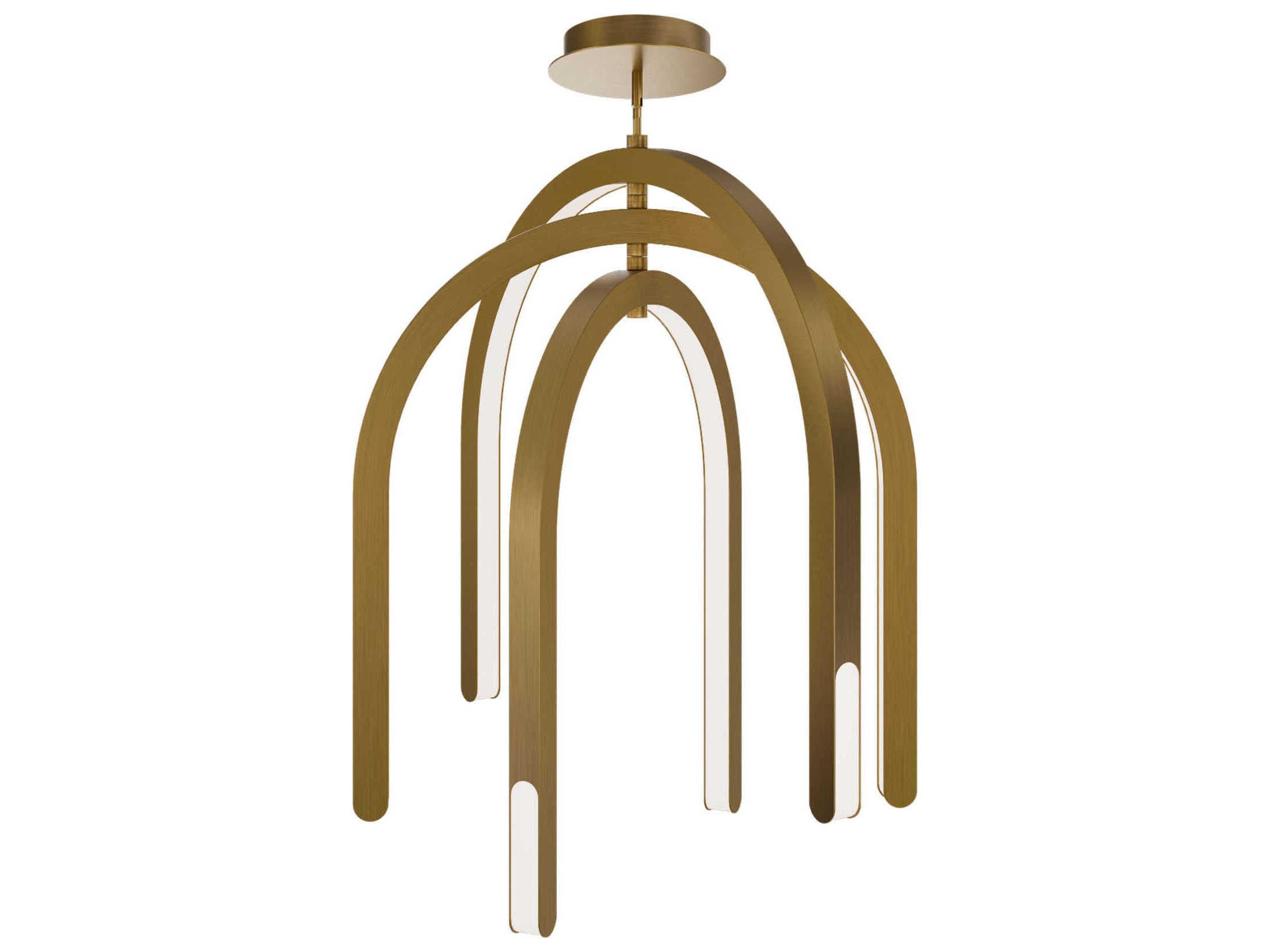 dweLED by WAC Lighting Helmet 3-Light Aged Brass Linear Tiered Pendant