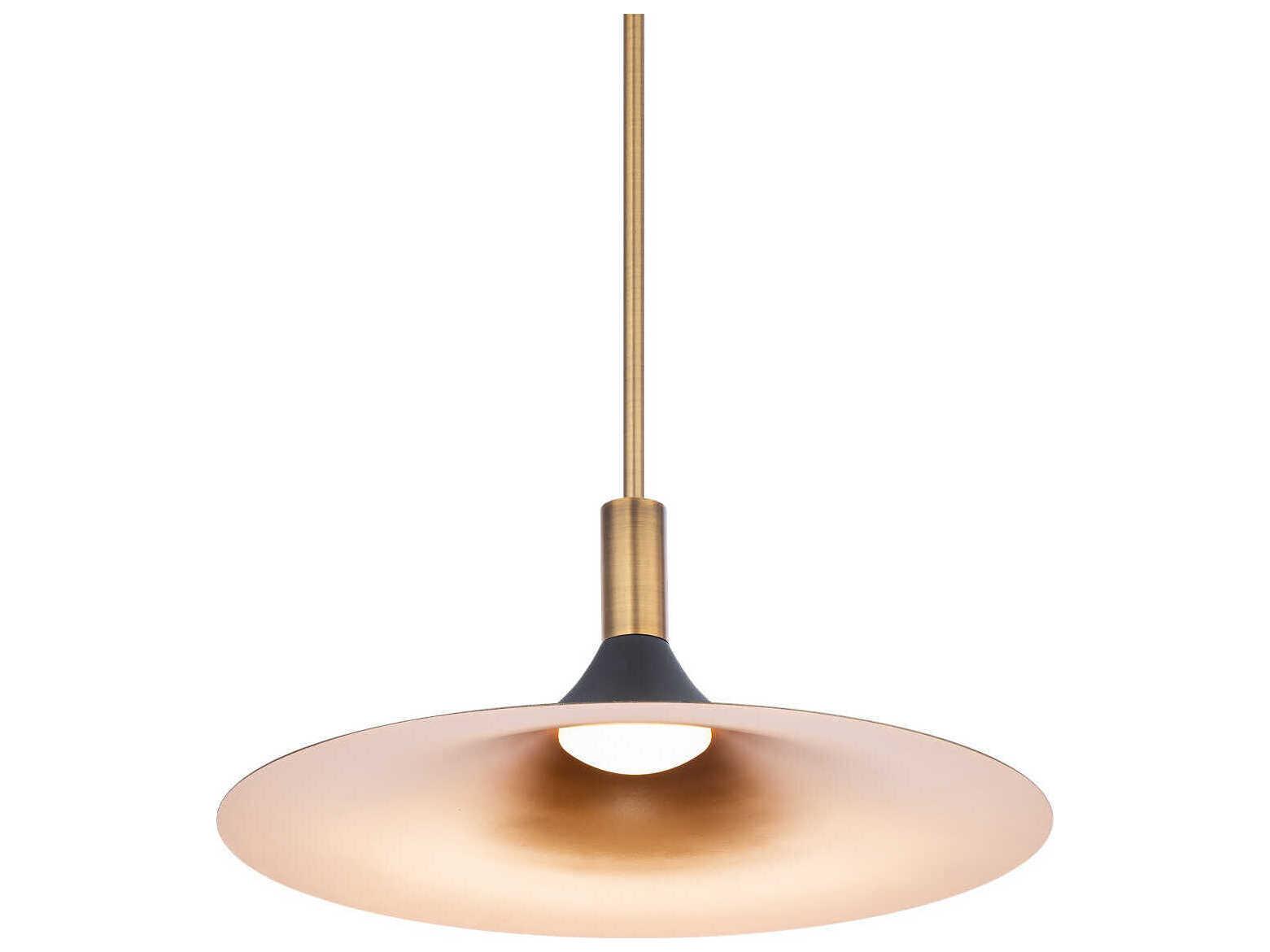 dweLED by WAC Lighting Cochere 1-Light Black Gold Aged Brass LED Pendant