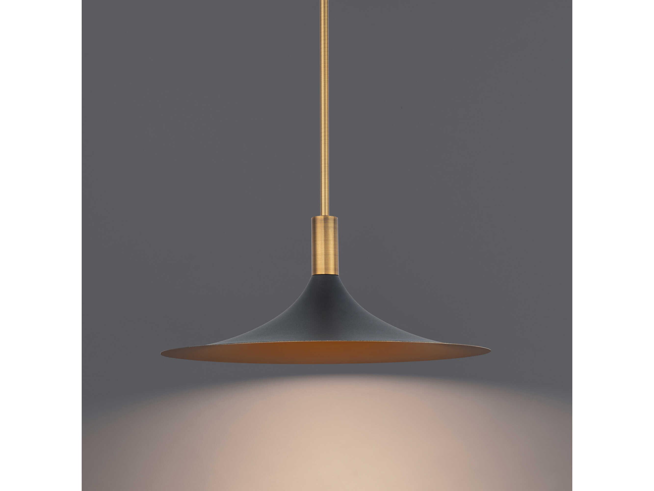 dweLED by WAC Lighting Cochere 1-Light Black Gold Aged Brass LED Pendant