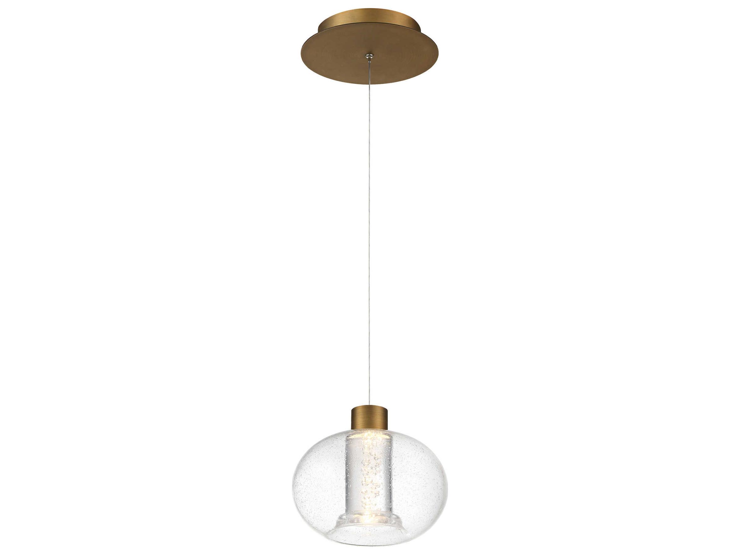 dweLED by WAC Lighting Crater 1-Light Aged Brass Glass LED Globe Mini Pendant