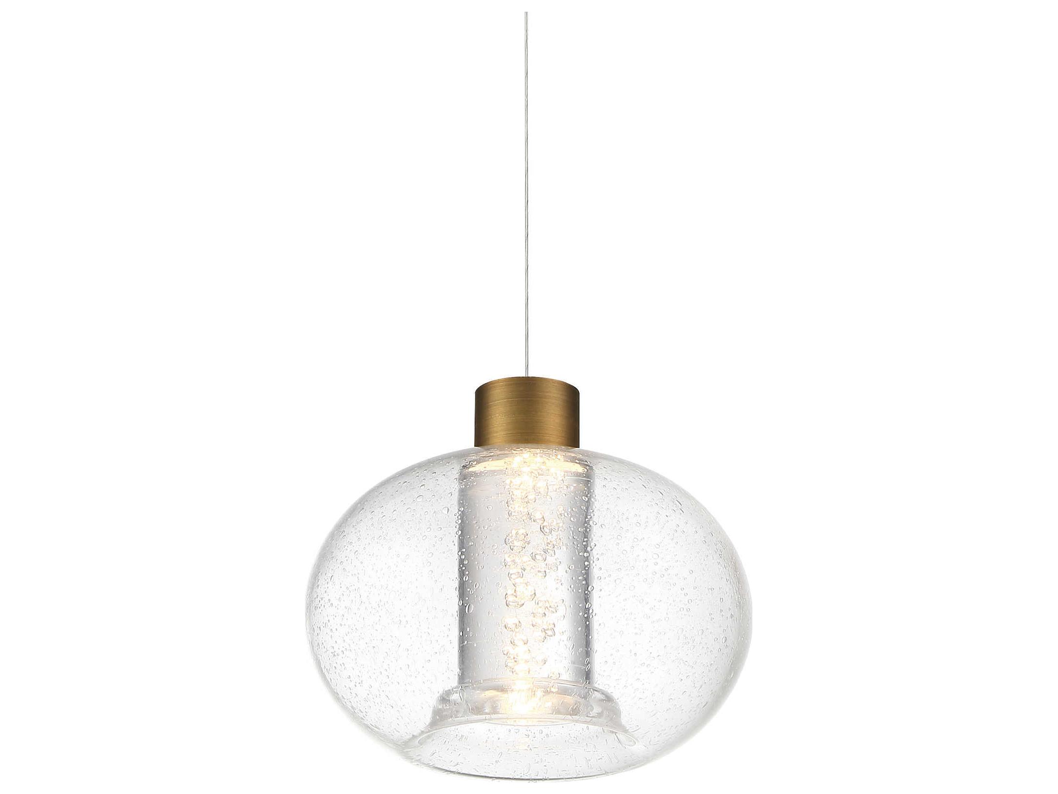 dweLED by WAC Lighting Crater 1-Light Aged Brass Glass LED Globe Mini Pendant