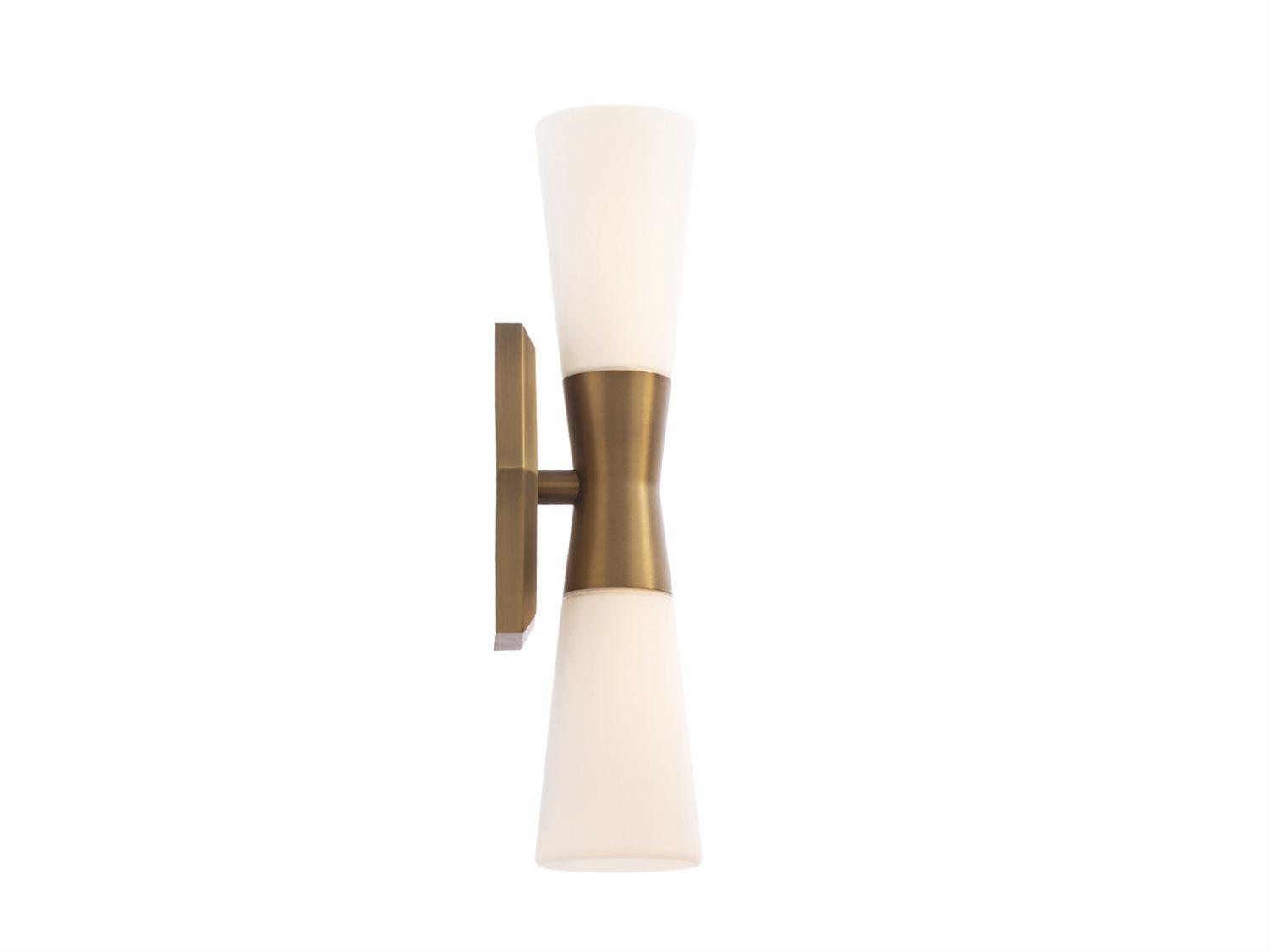 dweLED by WAC Lighting Locke 2-Light Aged Brass Glass LED Wall Sconce