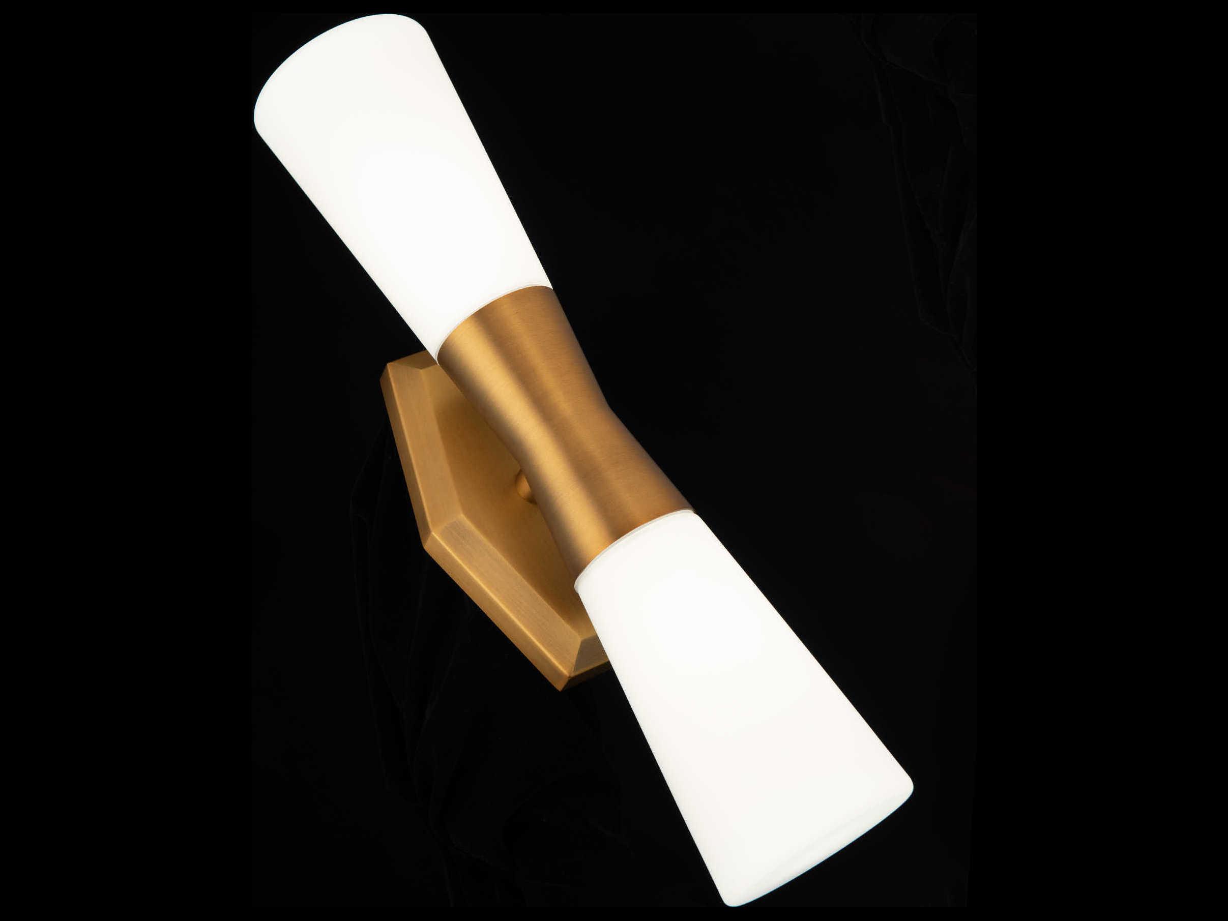 dweLED by WAC Lighting Locke 2-Light Aged Brass Glass LED Wall Sconce