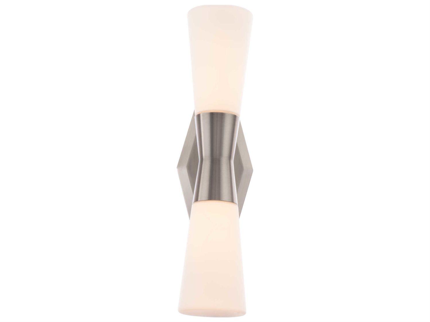 dweLED by WAC Lighting Locke 2-Light Brushed Nickel Glass LED Wall Sconce