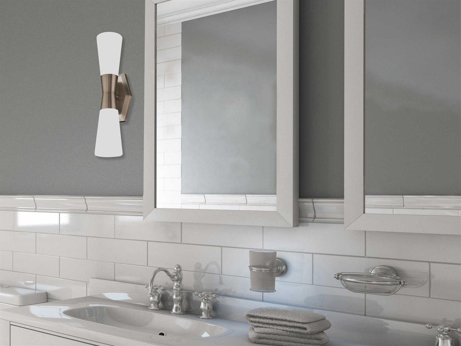 dweLED by WAC Lighting Locke 2-Light Brushed Nickel Glass LED Wall Sconce