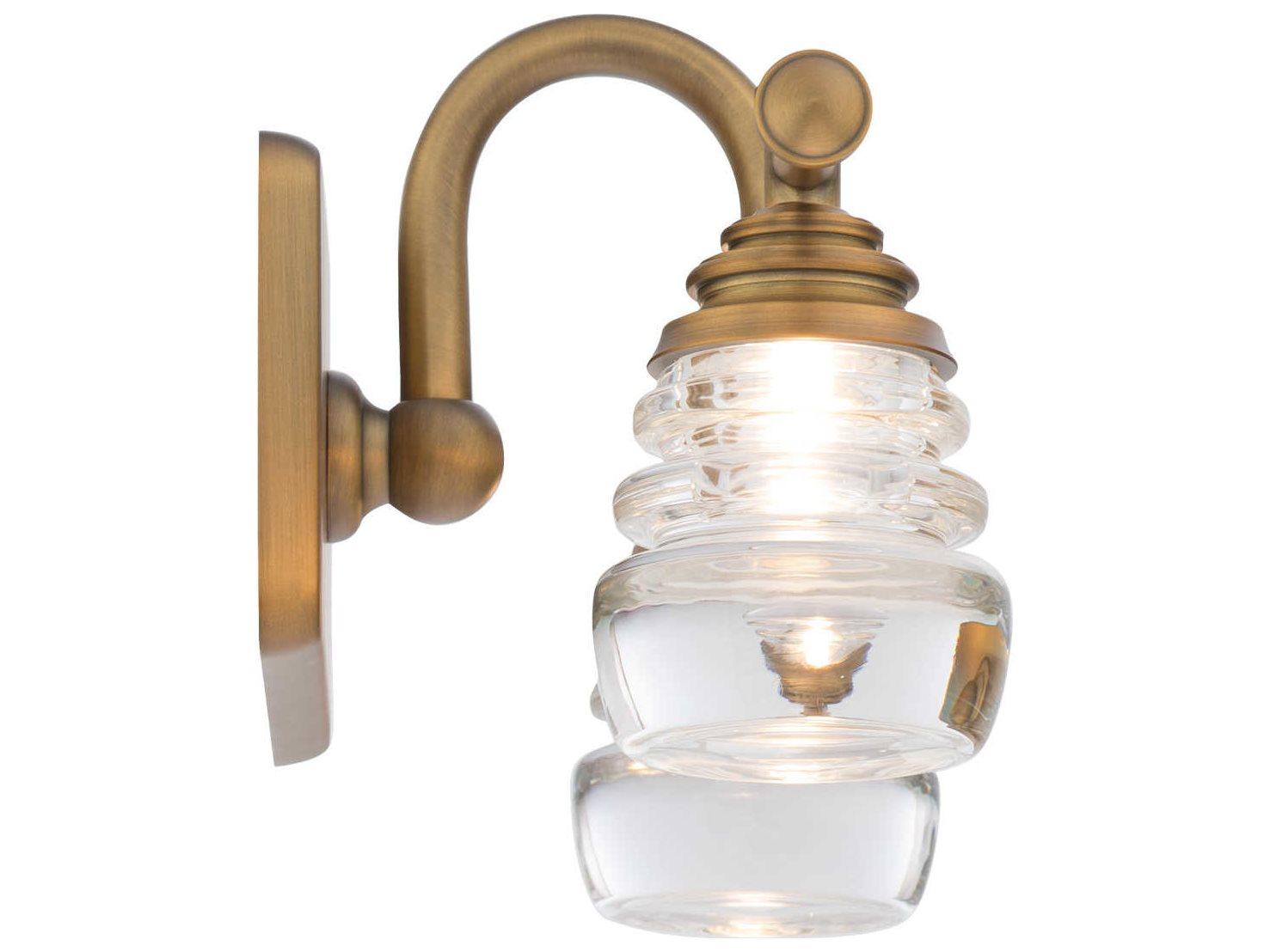 dweLED by WAC Lighting Rondelle 2-Light Aged Brass Glass LED Vanity Light