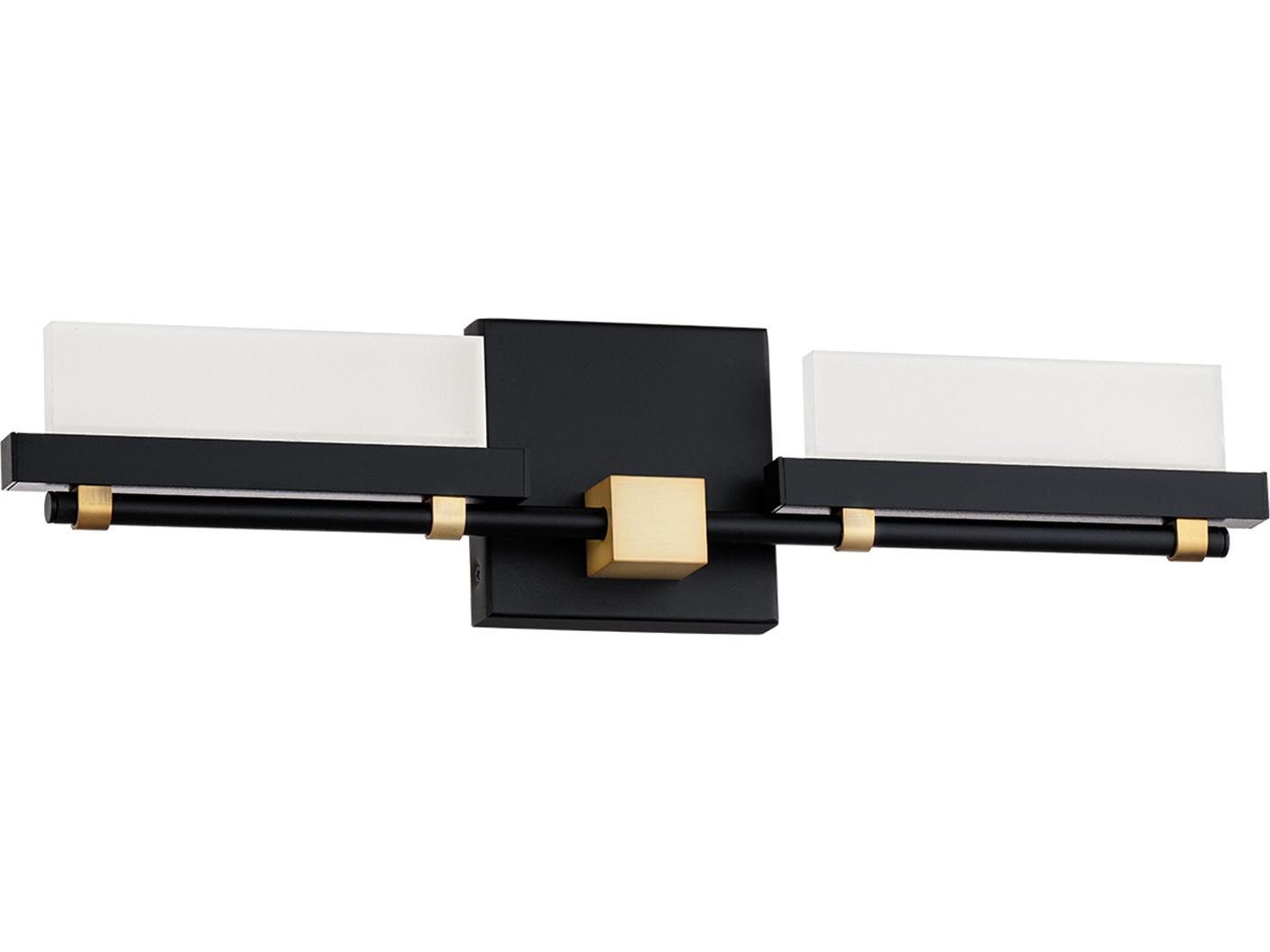 dweLED by WAC Lighting Two Fold 2-Light Black Aged Brass Vanity Light