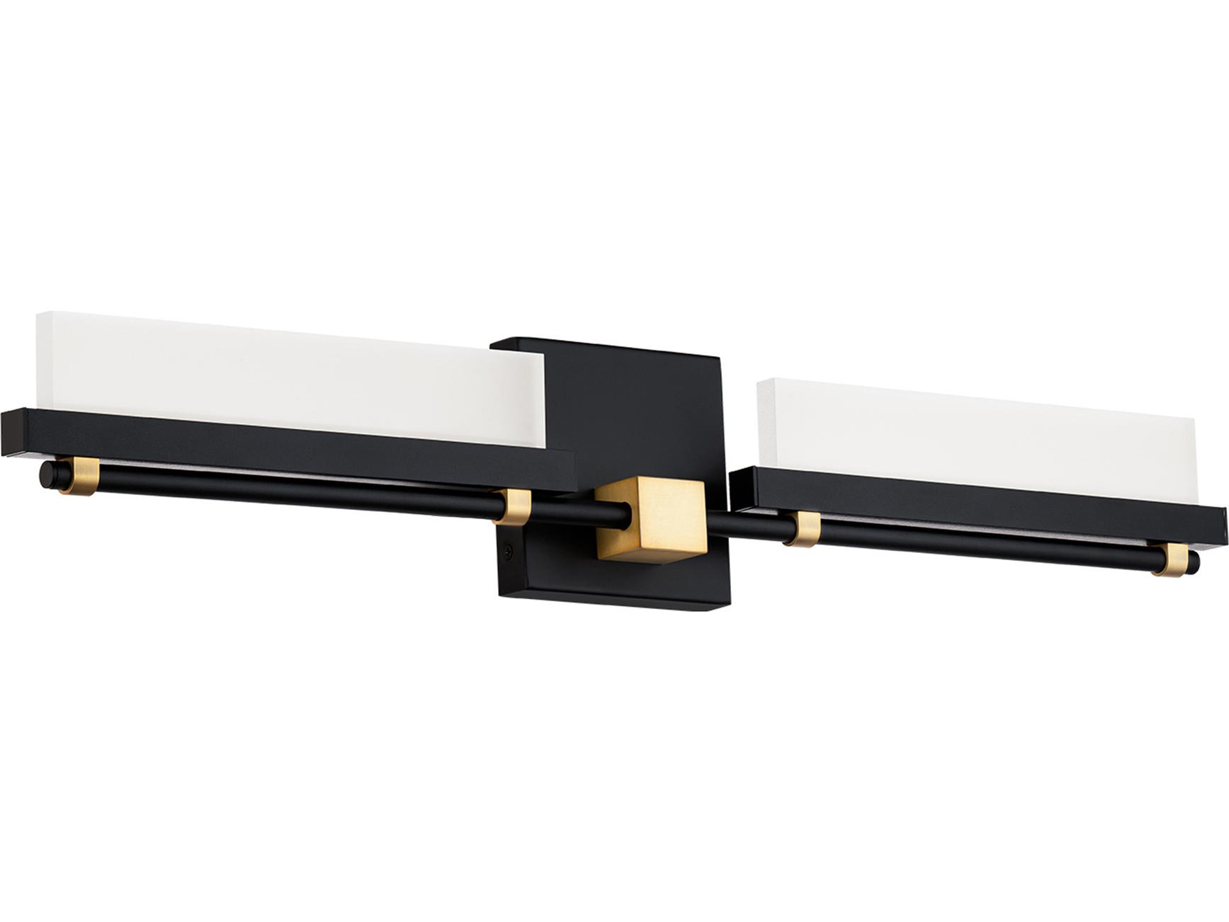 dweLED by WAC Lighting Two Fold 2-Light Black Aged Brass Vanity Light