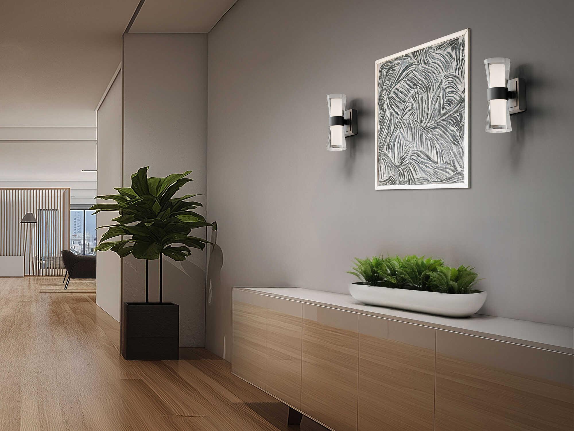 dweLED by WAC Lighting Hourglass 1-Light Brushed Nickel Wall Sconce